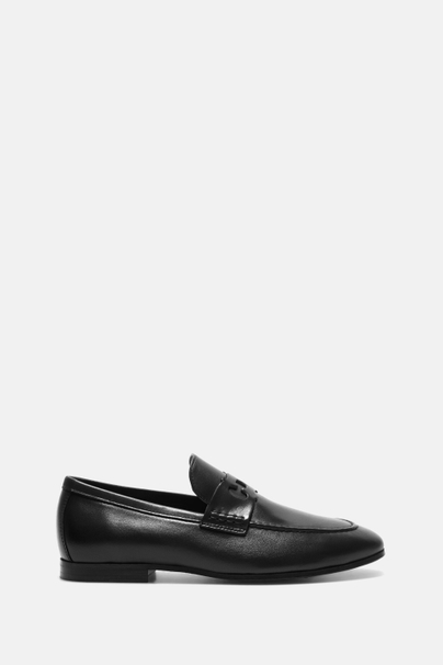 Doma Insignia Cut Out Leather Loafers - BLACK