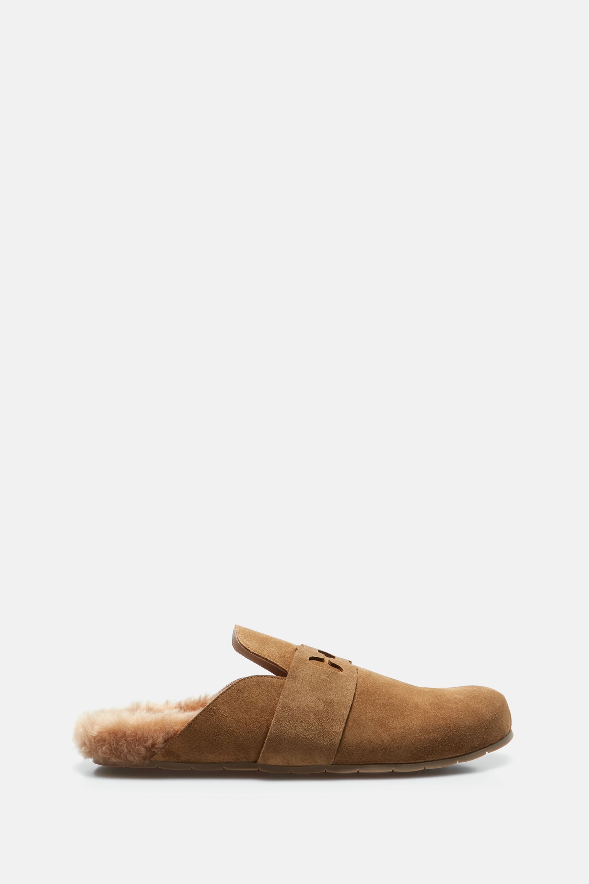 Initials Insignia cutout suede clogs