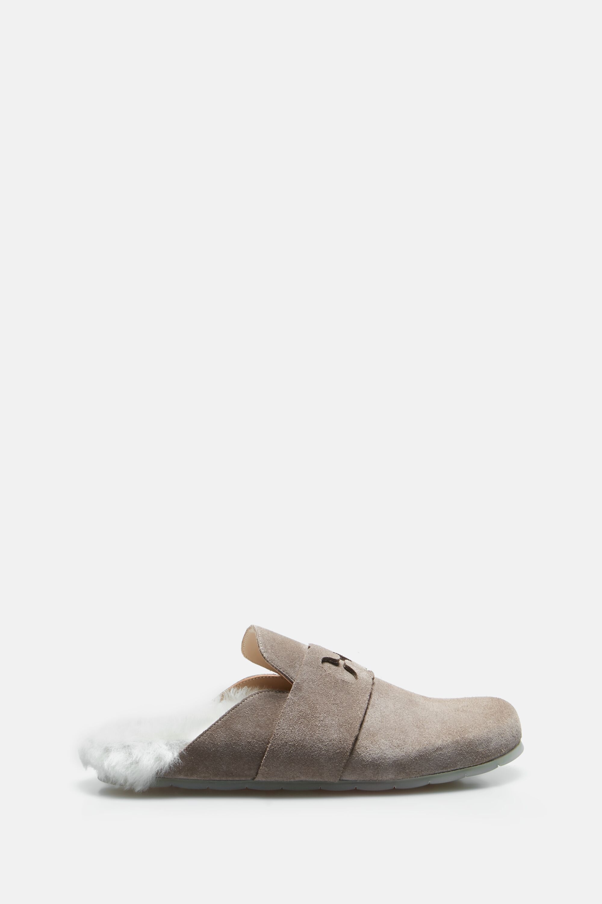 Initials Insignia cutout suede clogs