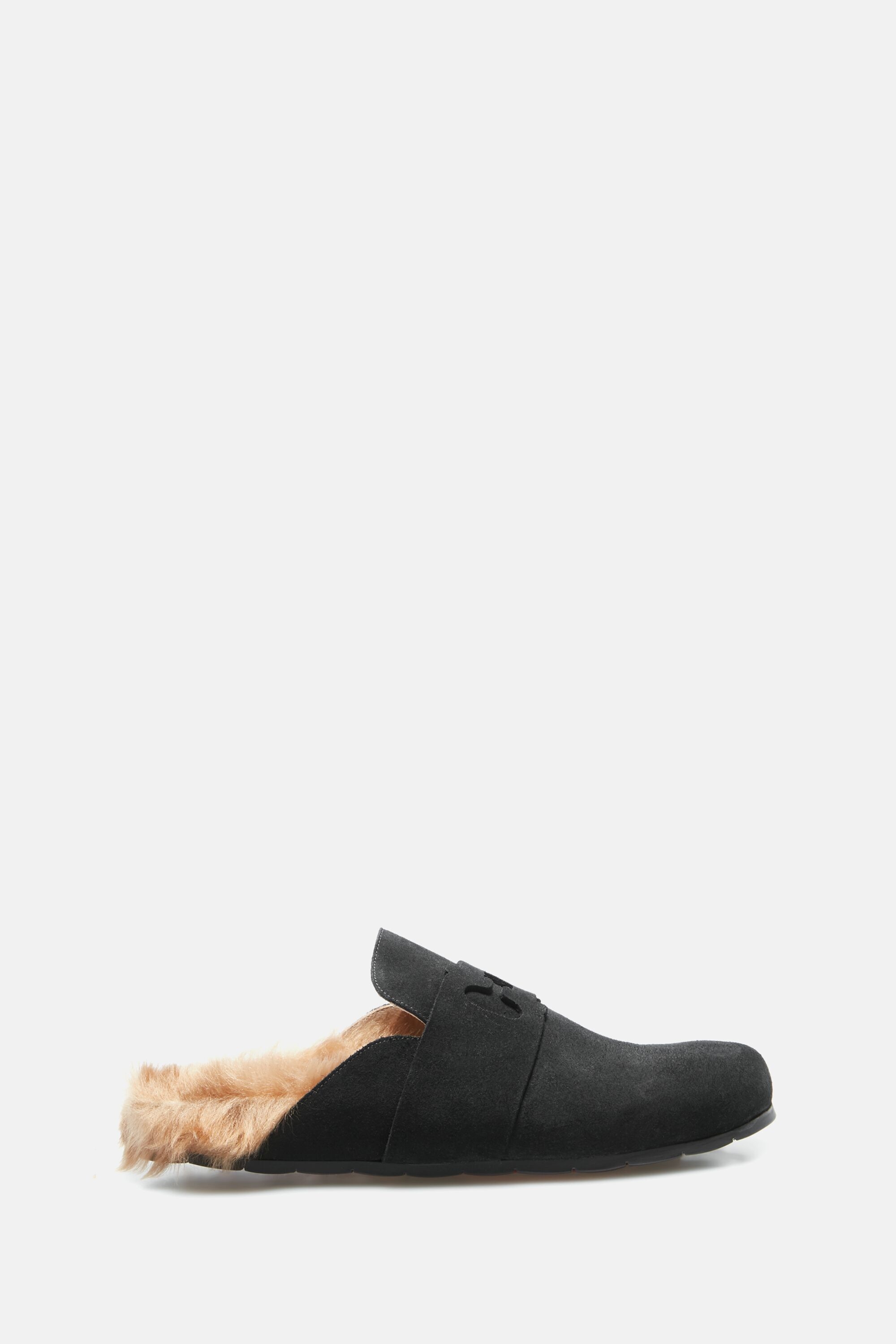 Initials Insignia cutout suede clogs
