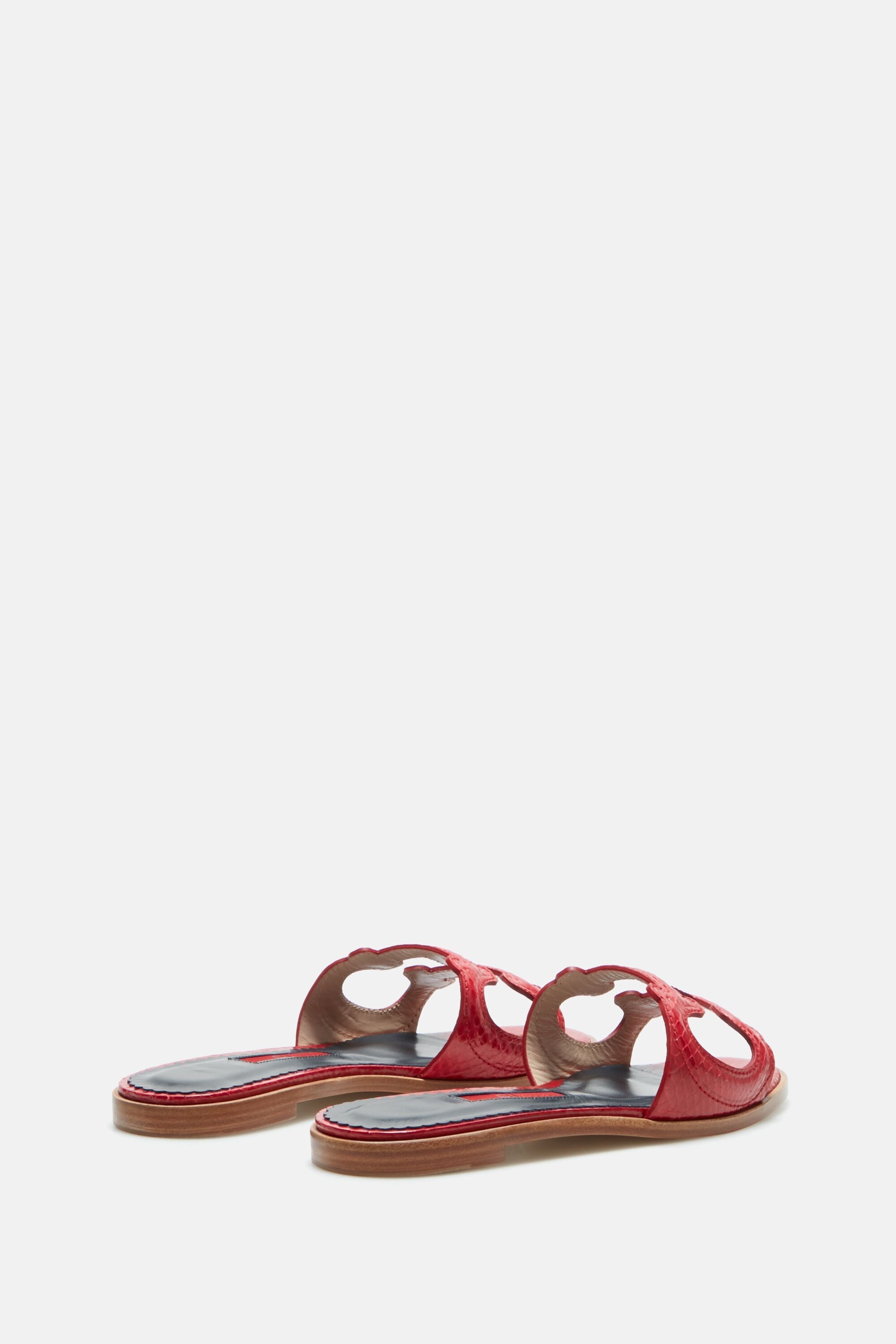 Initials Insignia cutout leather slides red intenso - CH Carolina Herrera  Sweden