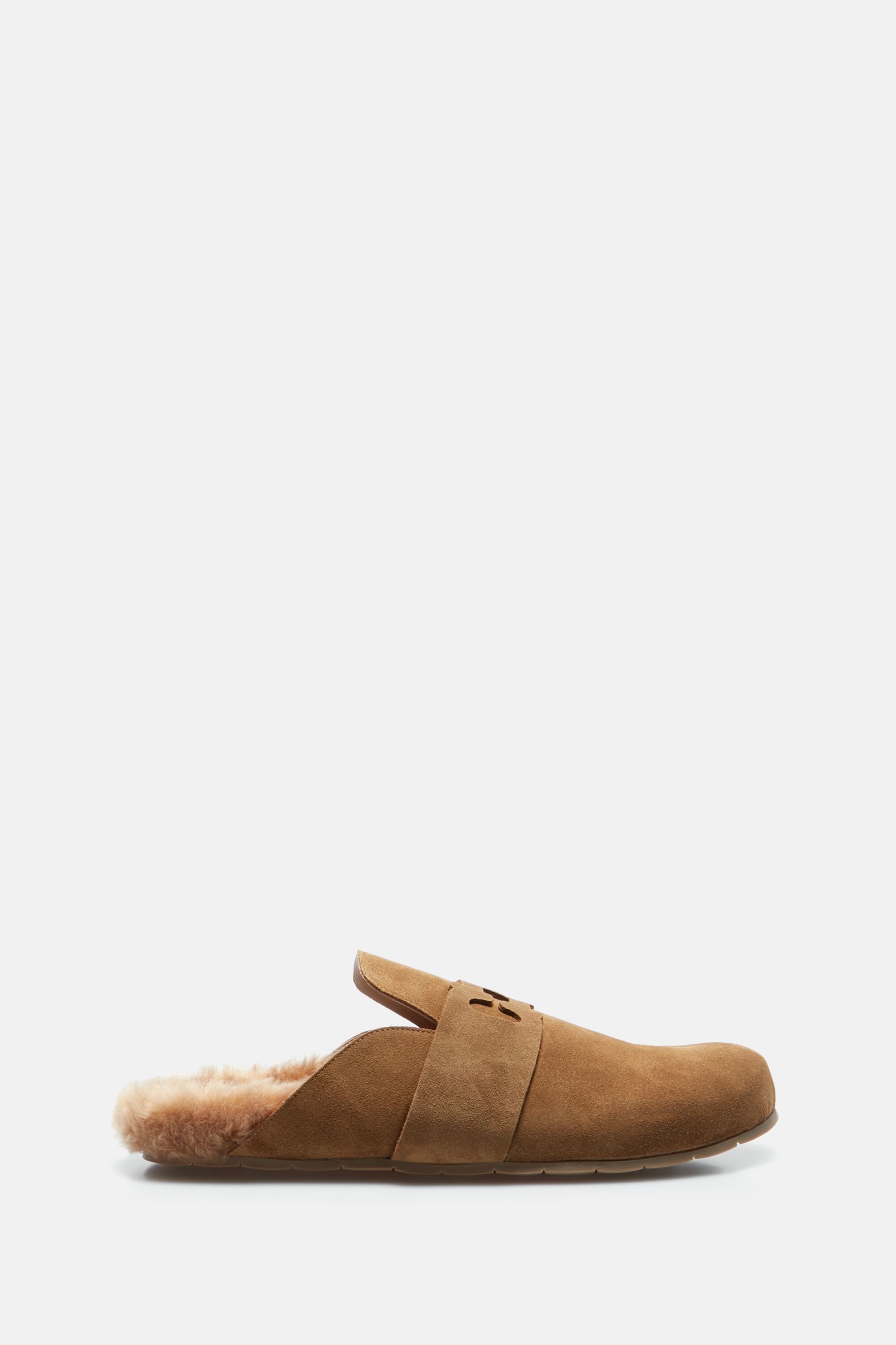 Initials Insignia cutout suede clogs