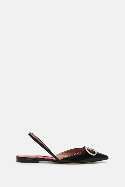 INITIALS INSIGNIA LEATHER SLINGBACK FLATS