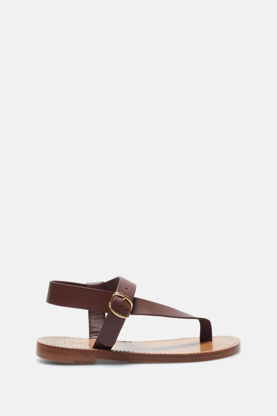 Charnela Insignia Flat Leather Sandals - TAN