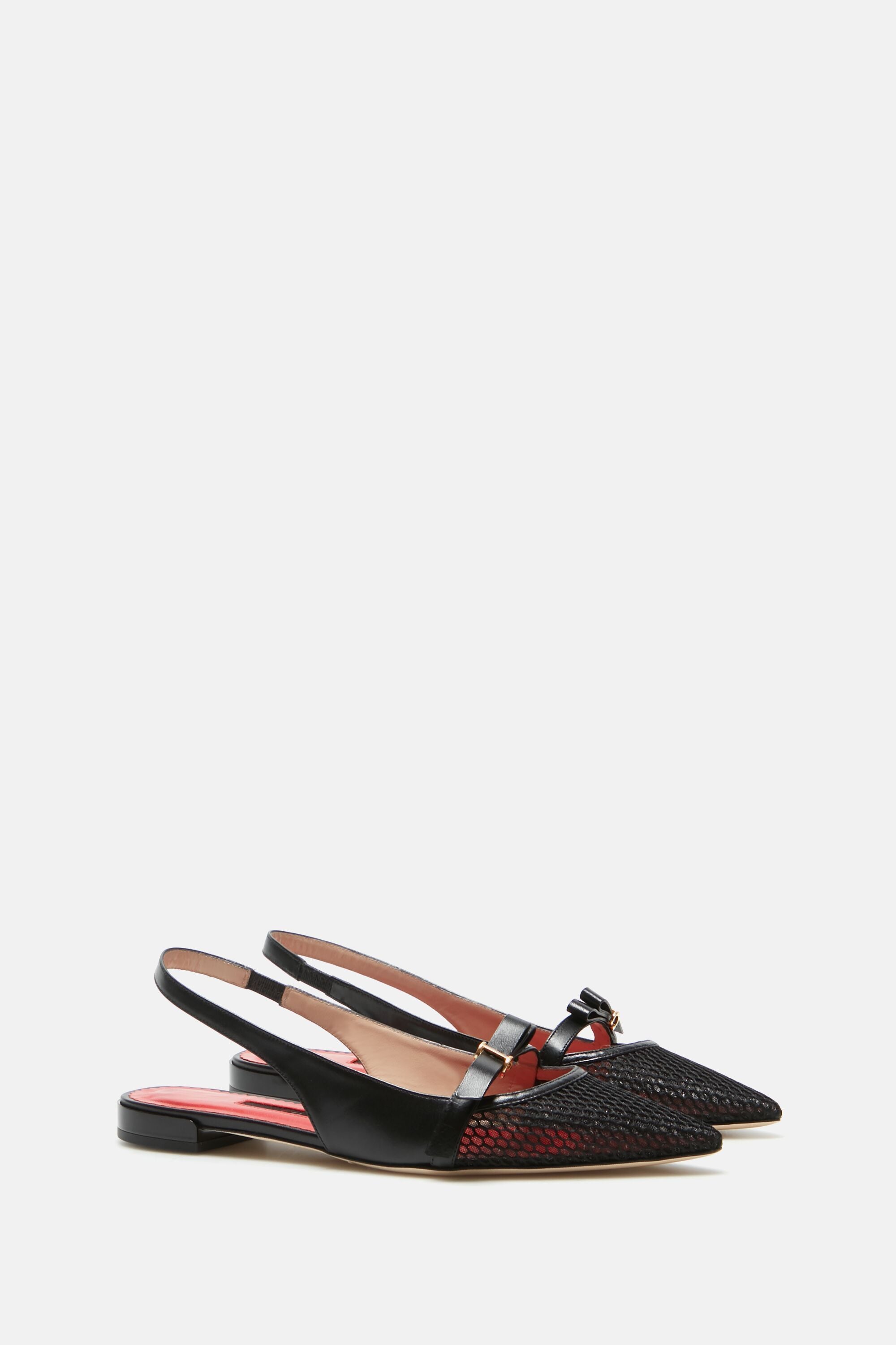 Insignia Bow mesh slingback flats BLACK 