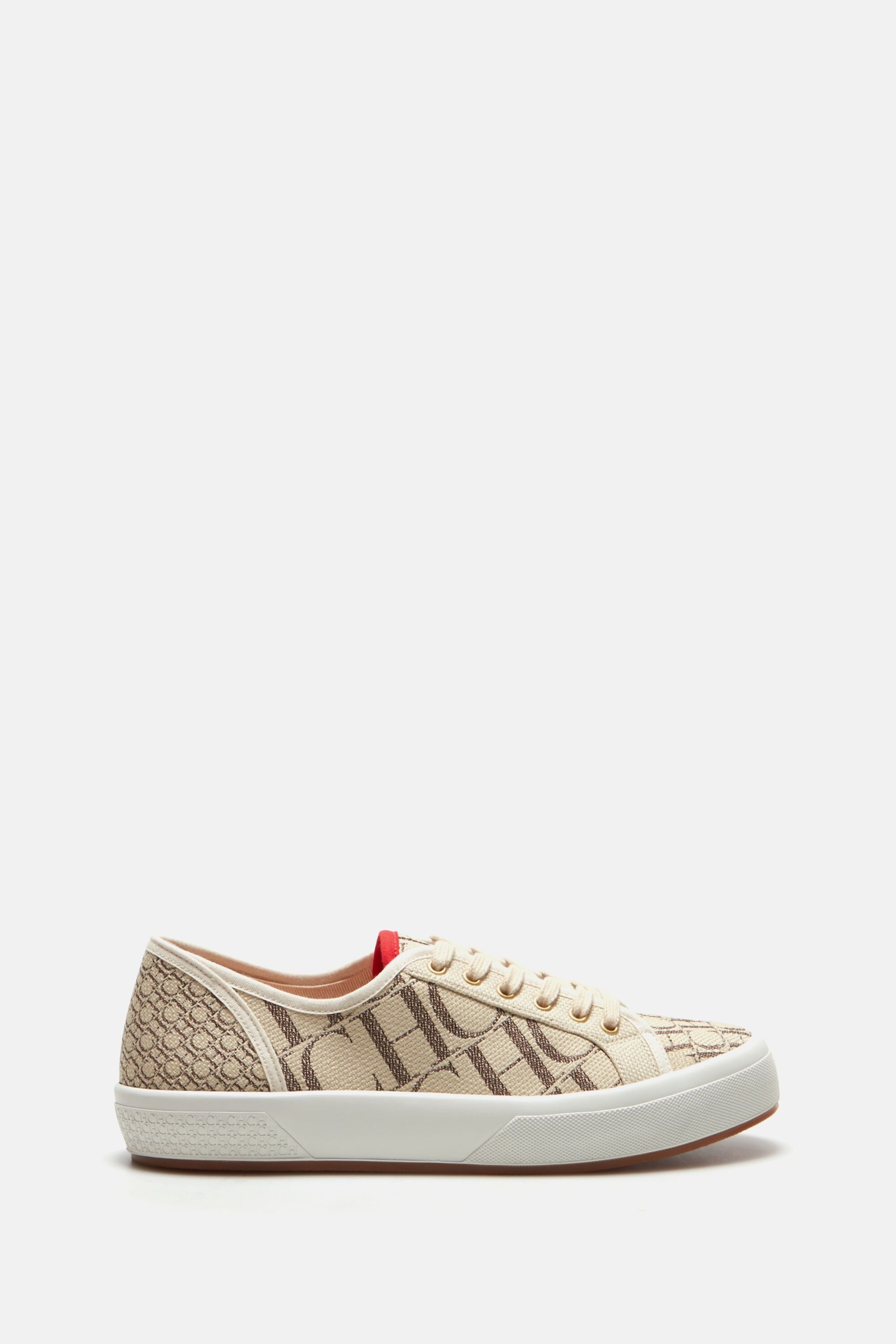 Leather sneakers with canvas heels white/caracas - CH Carolina