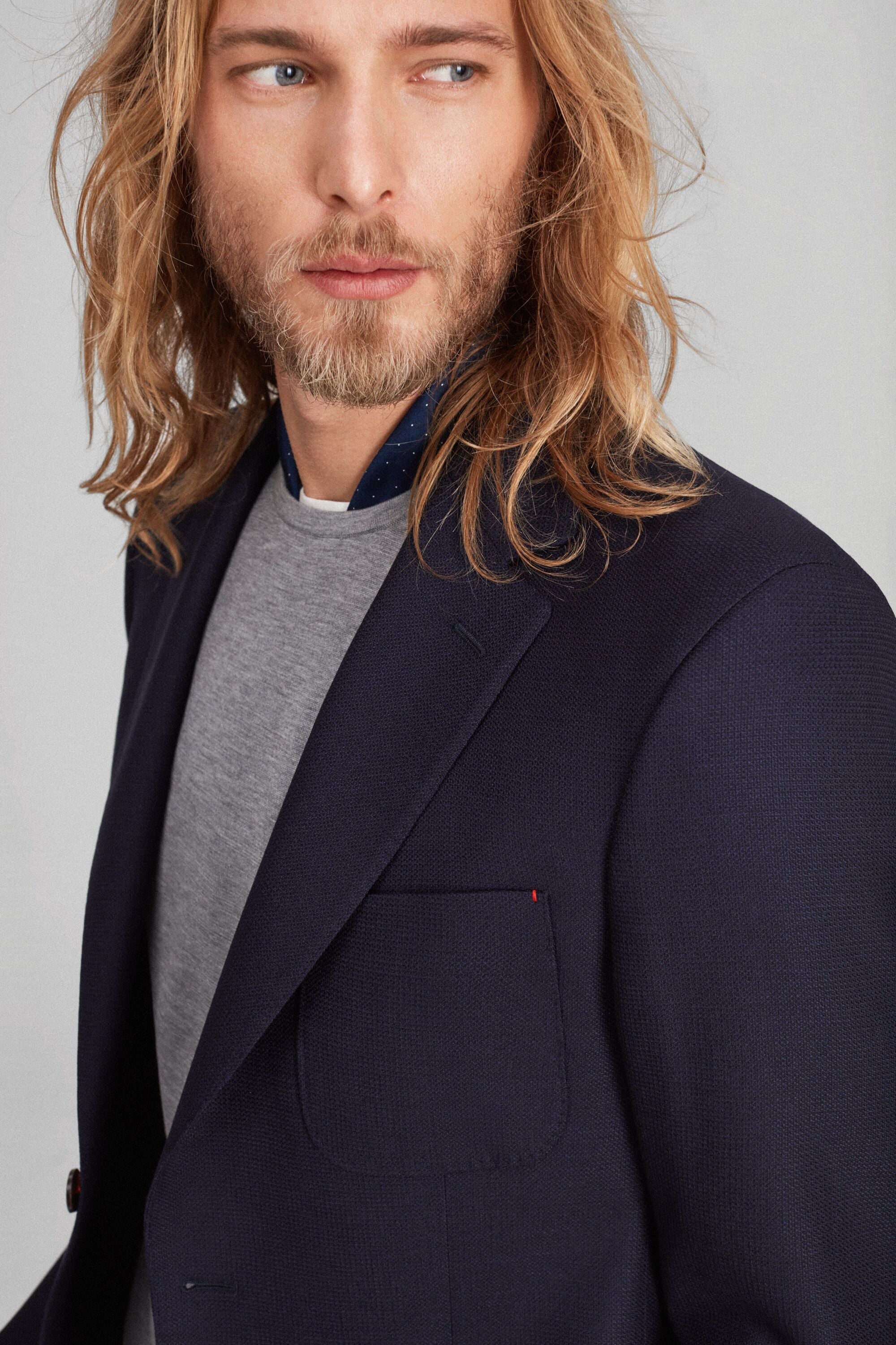 Relaxed fit structured wool blazer NAVY