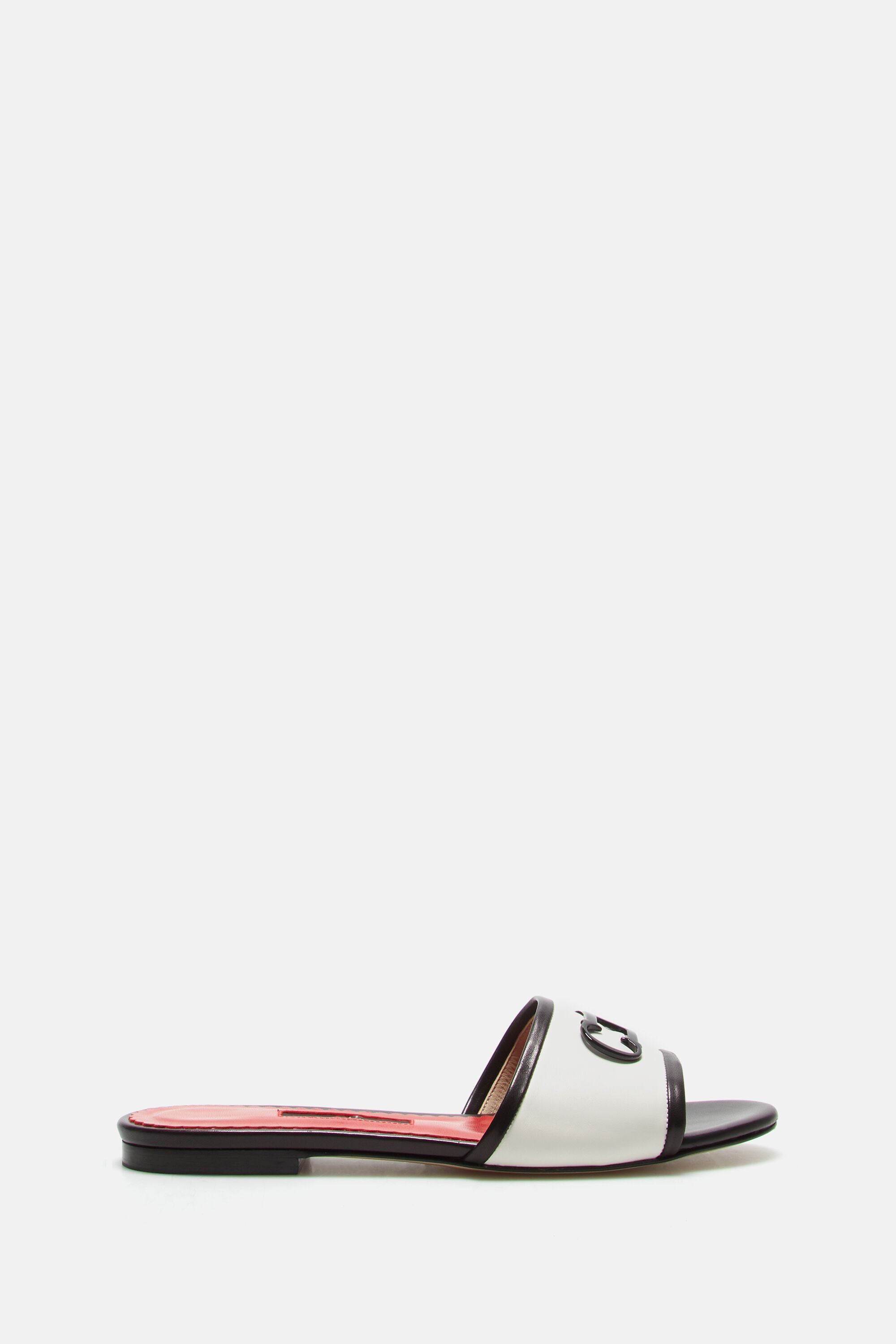 carolina herrera initials insignia cutout leather slides