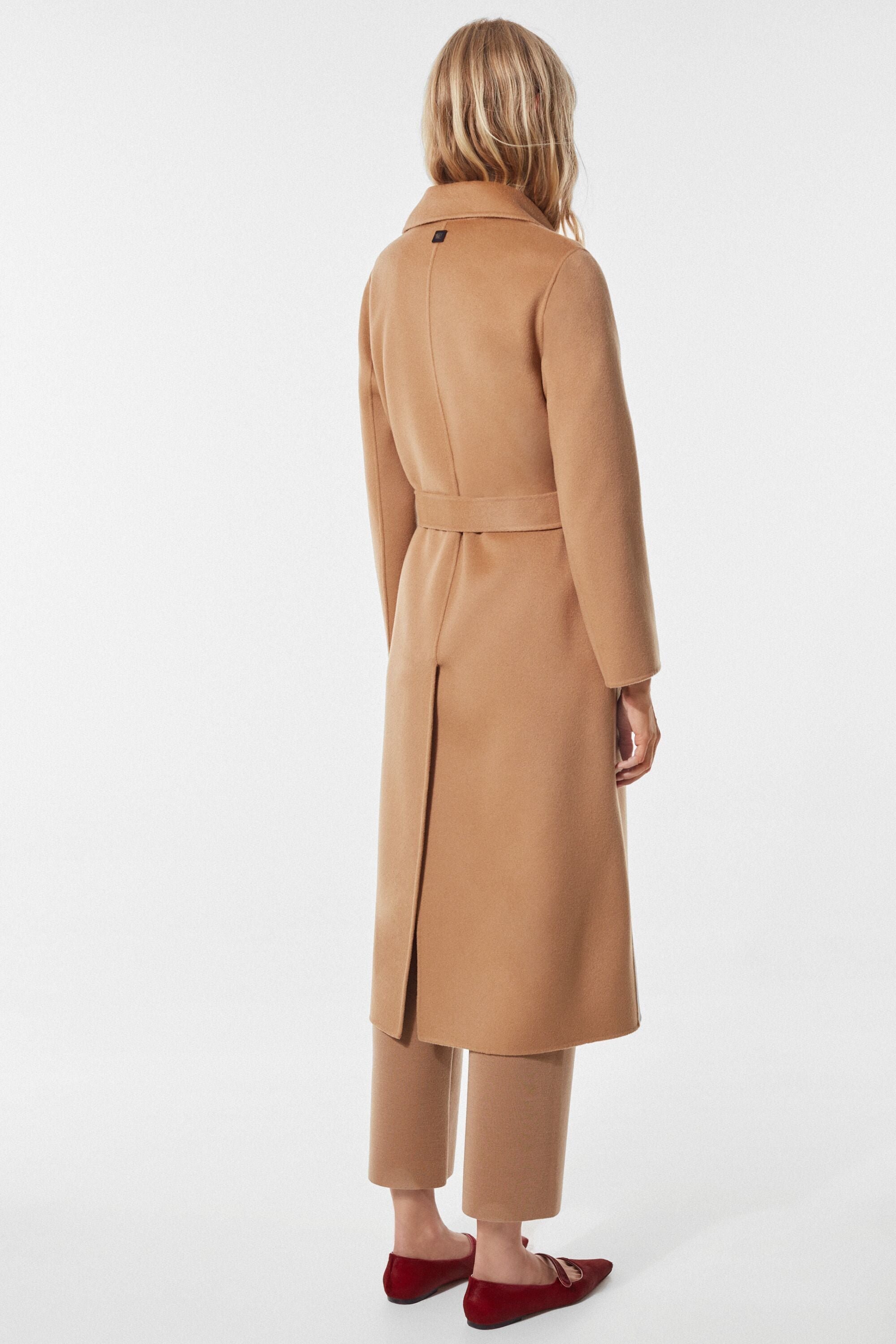 Double-faced wool straight fit coat