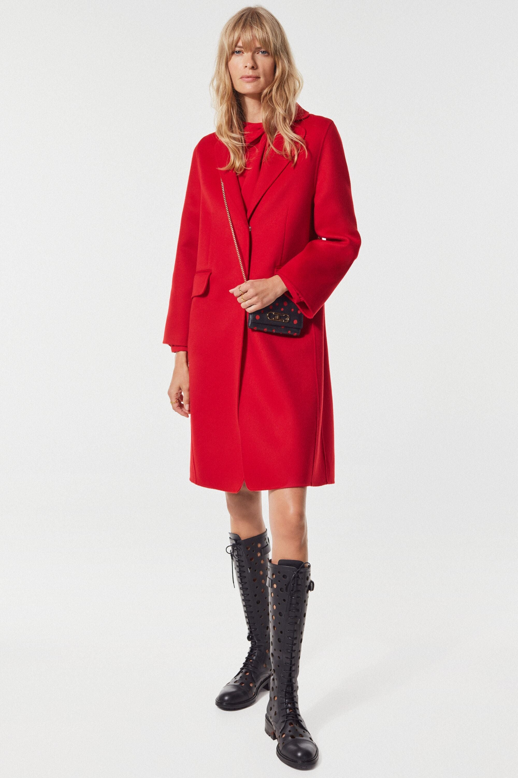 Double-faced wool cocoon coat red - CH Carolina Herrera France