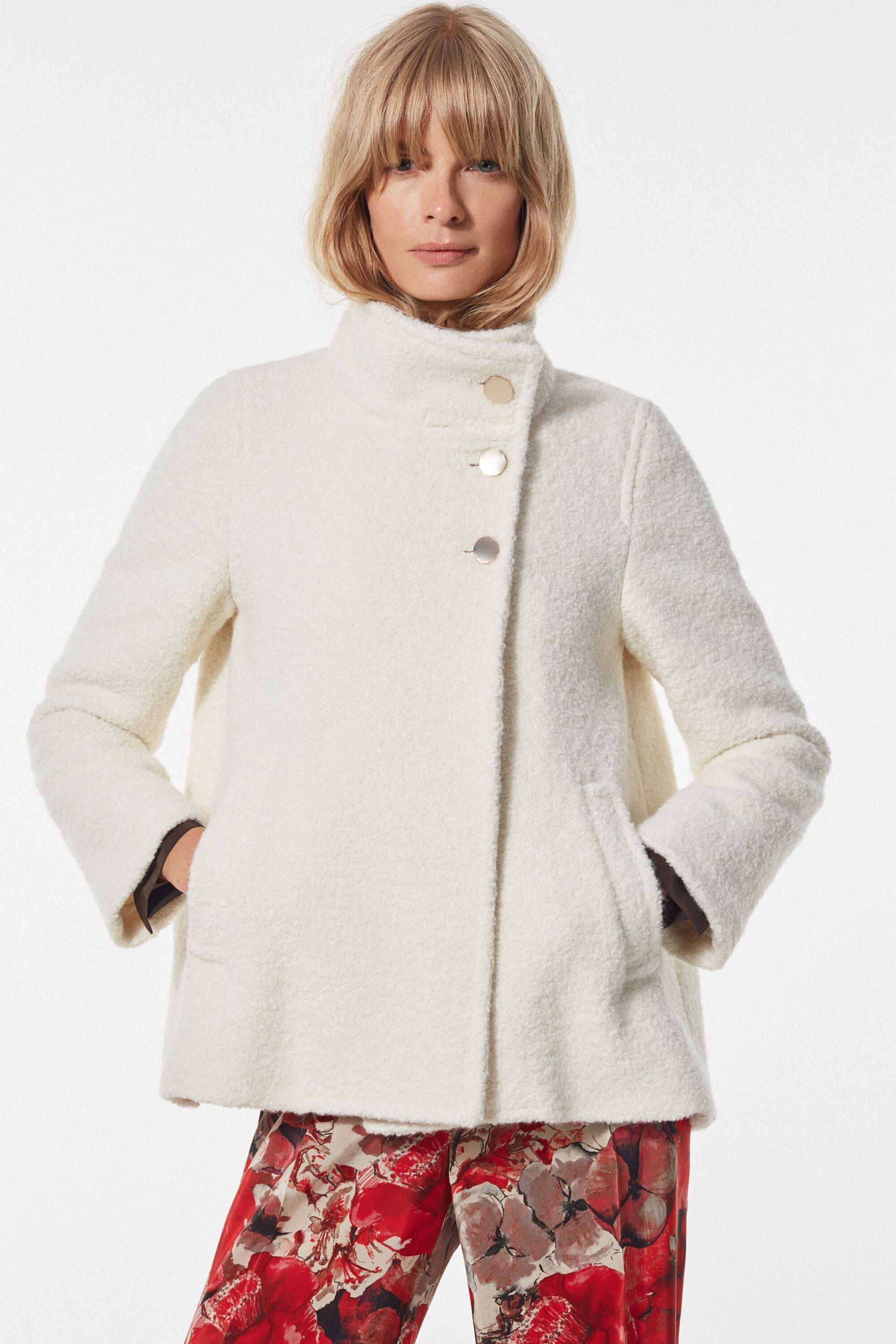 Wool A-line coat ivory - CH Carolina Herrera United States