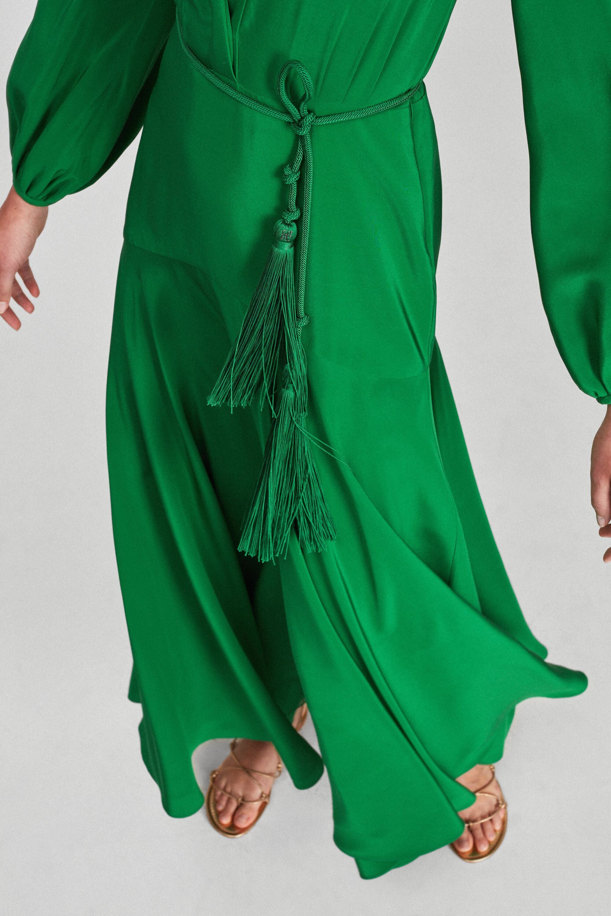 Vestido camisero de seda verde - CH Carolina Herrera