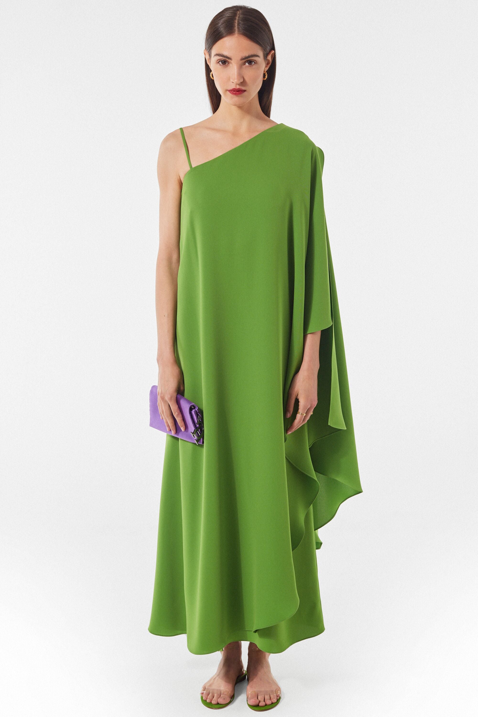 Crepe asymmetric A-line dress