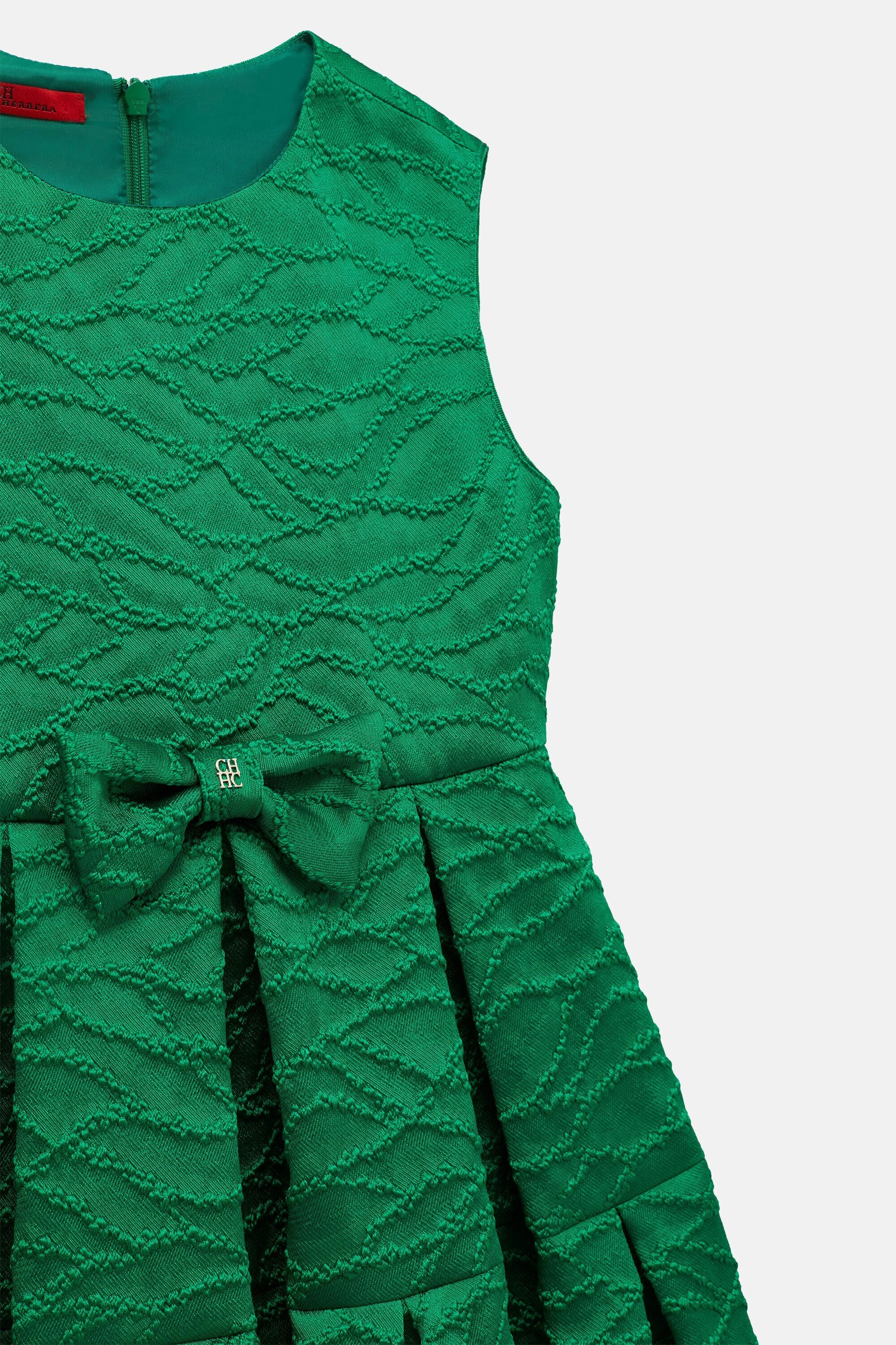 Brocade dress with pleats green - CH ...