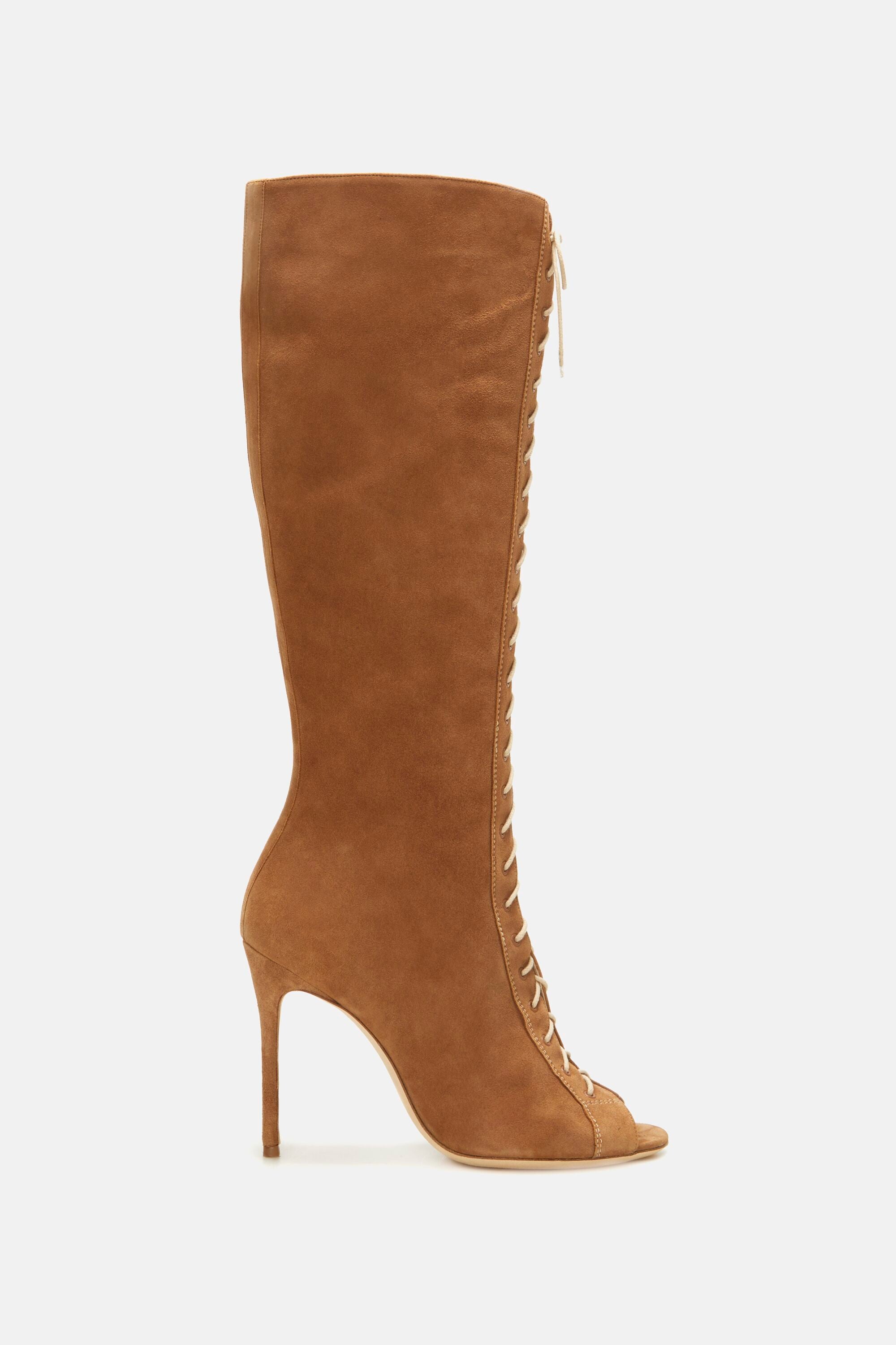 Suede 100 peep-toe boots