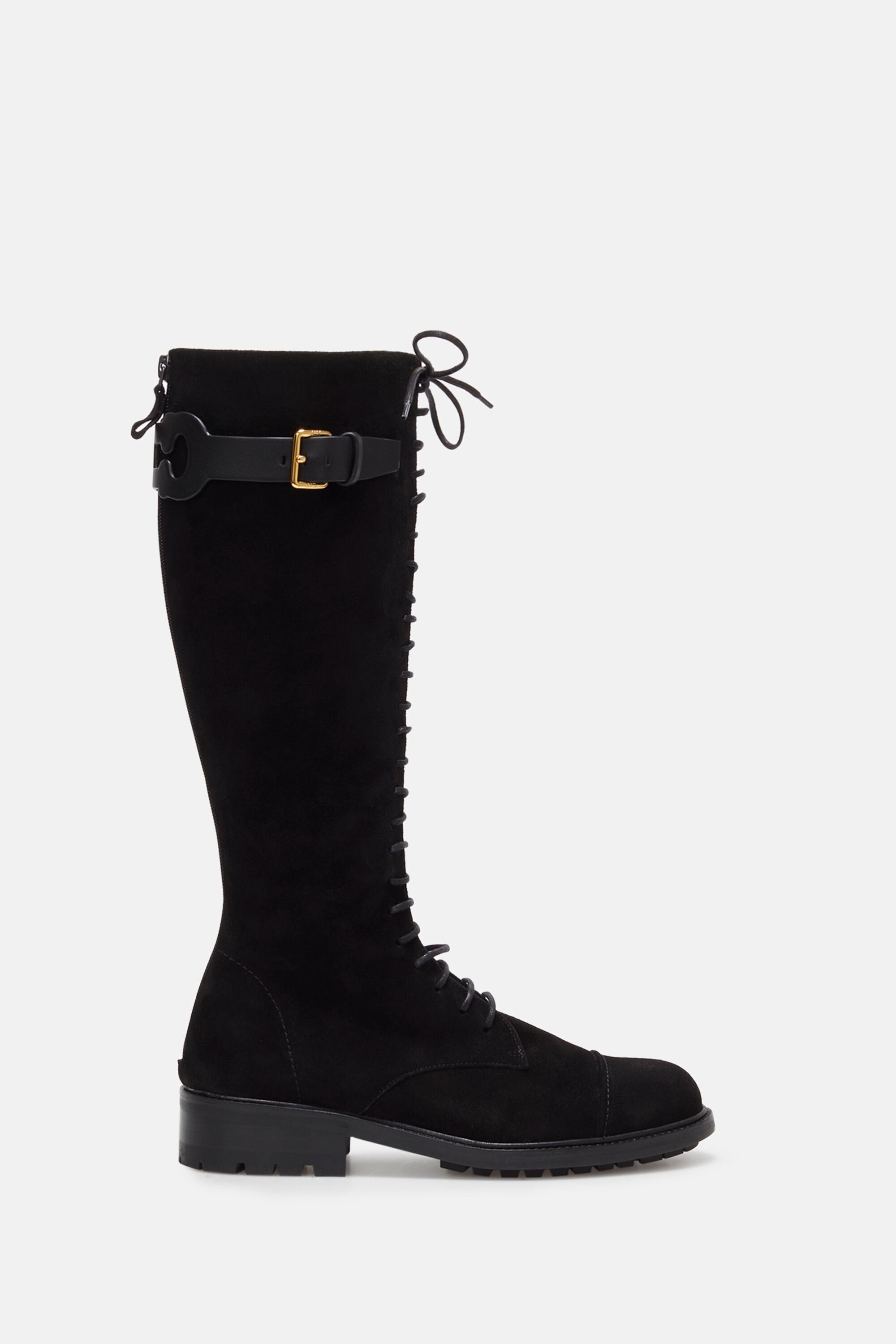 Suede boots with Initials Insignia buckle