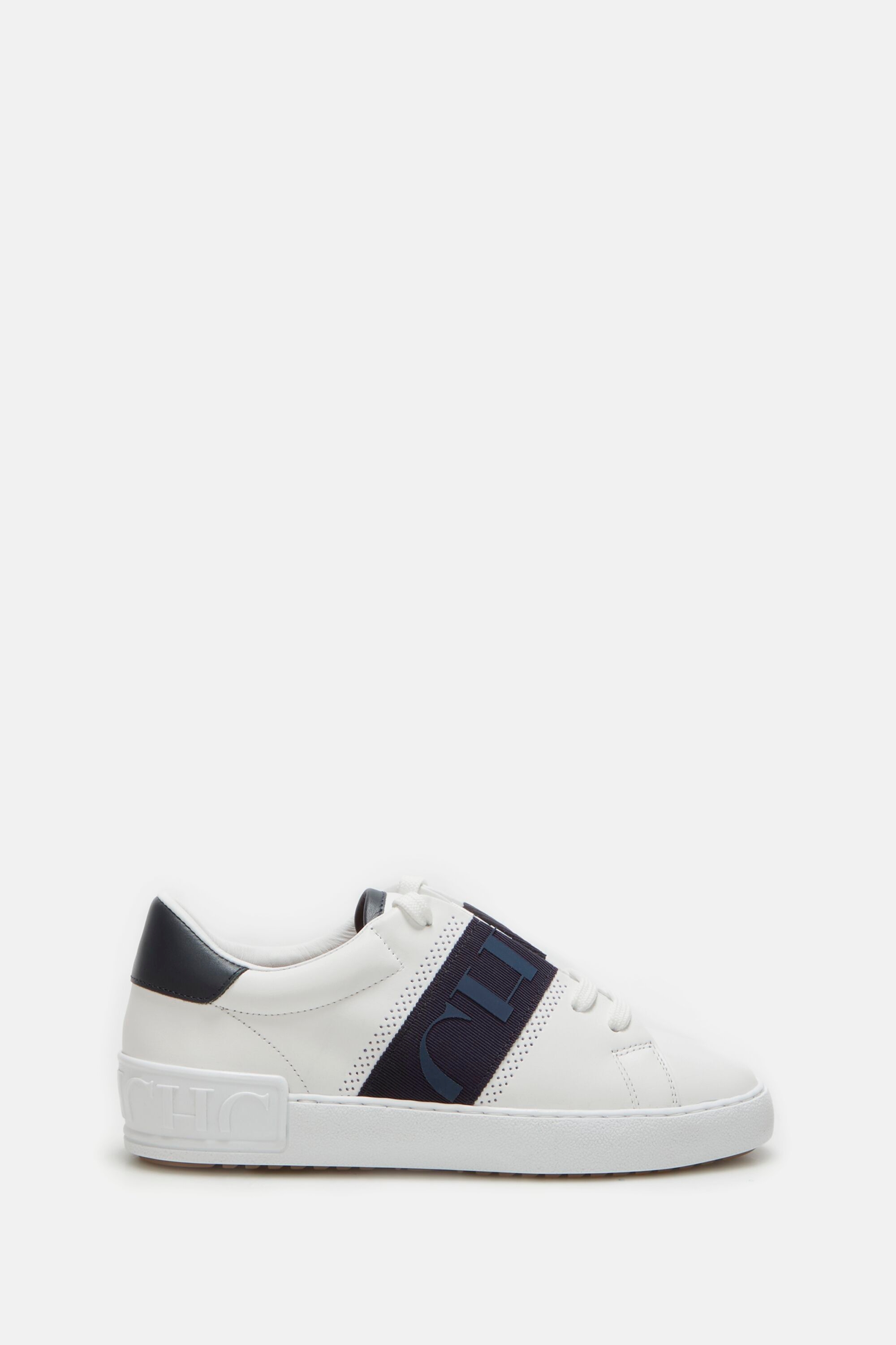 Leather sneakers with CH tape white/navy - CH Carolina Herrera United ...