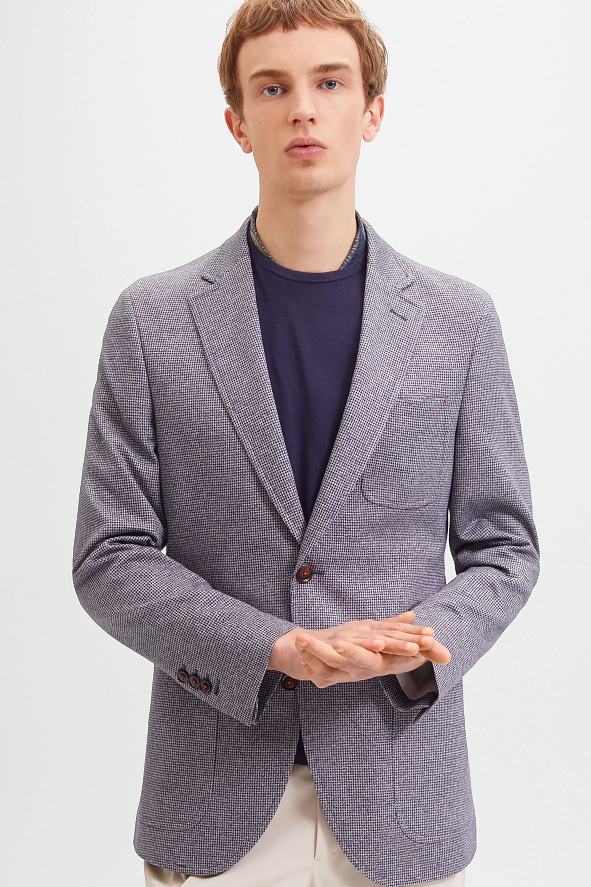 Houndstooth knit relaxed fit blazer