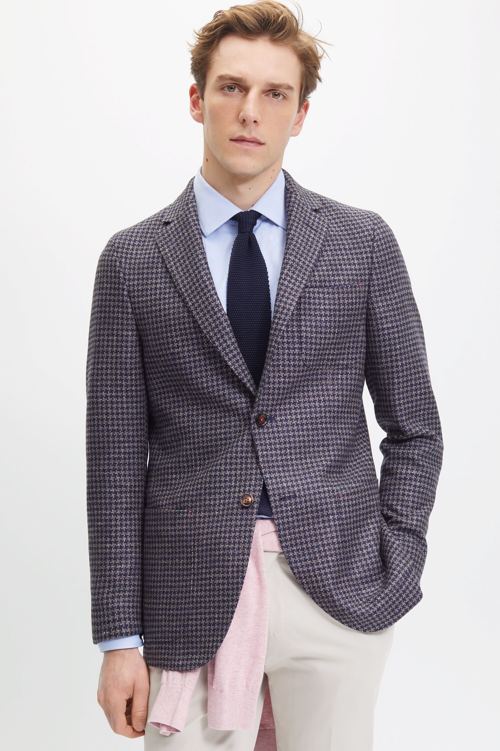 Houndstooth wool relaxed fit blazer
