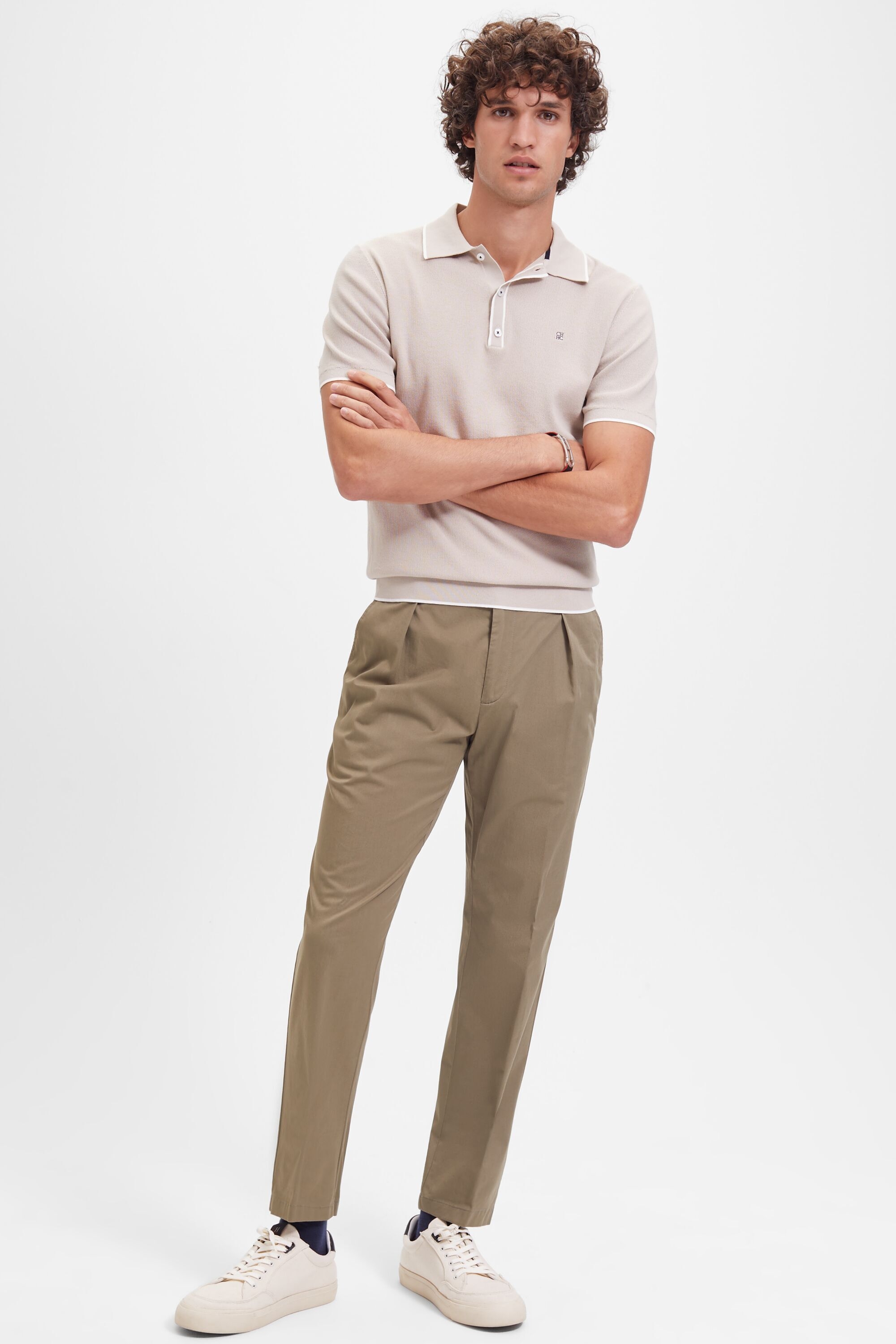 Micro twill classic fit pleated pants