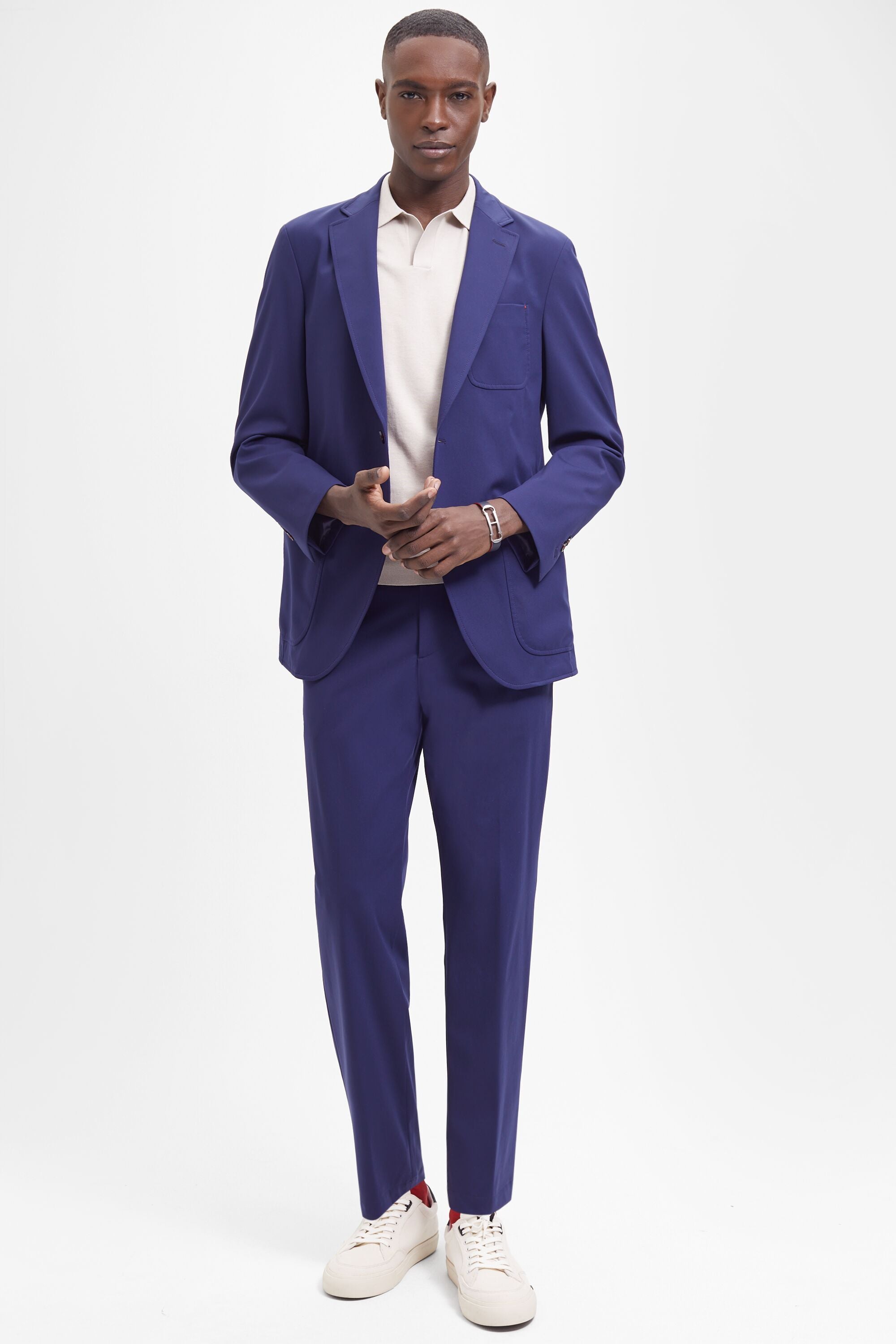 Nylon relaxed fit suit pants ink blue Carolina