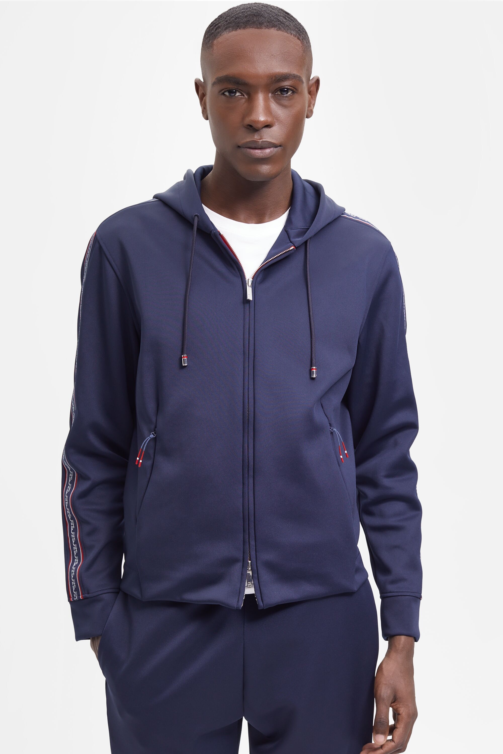 CH tape technical fabric zip-up hoodie