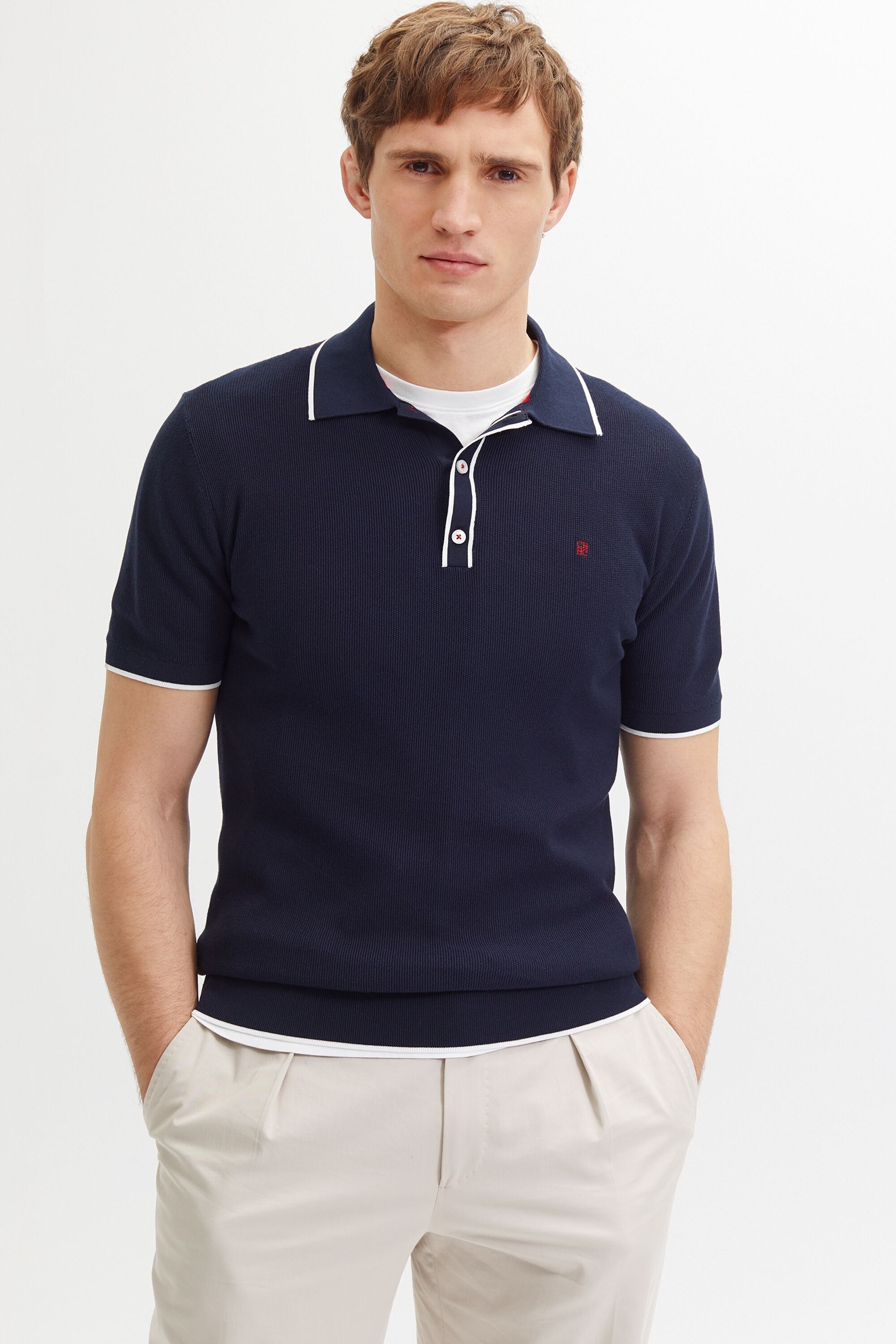 Structured gassed cotton polo shirt