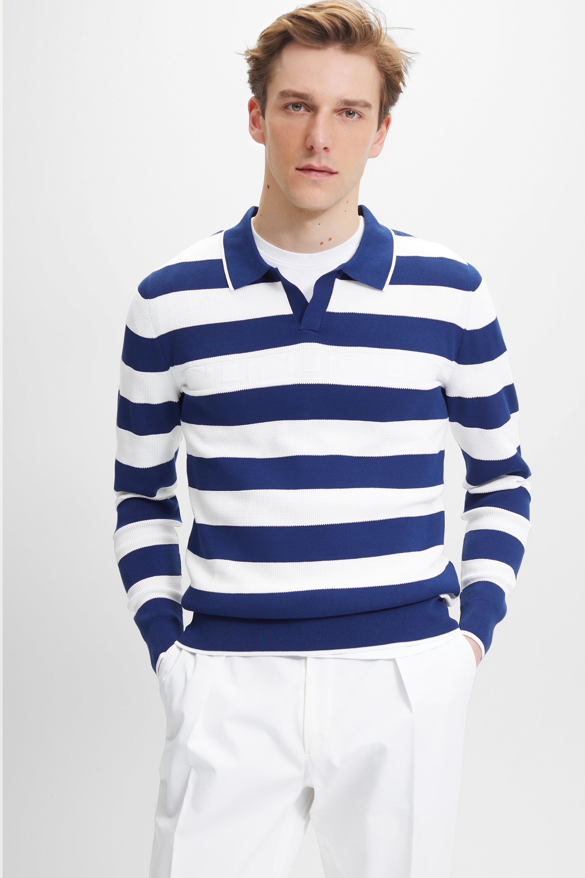 Striped structured cotton sweater