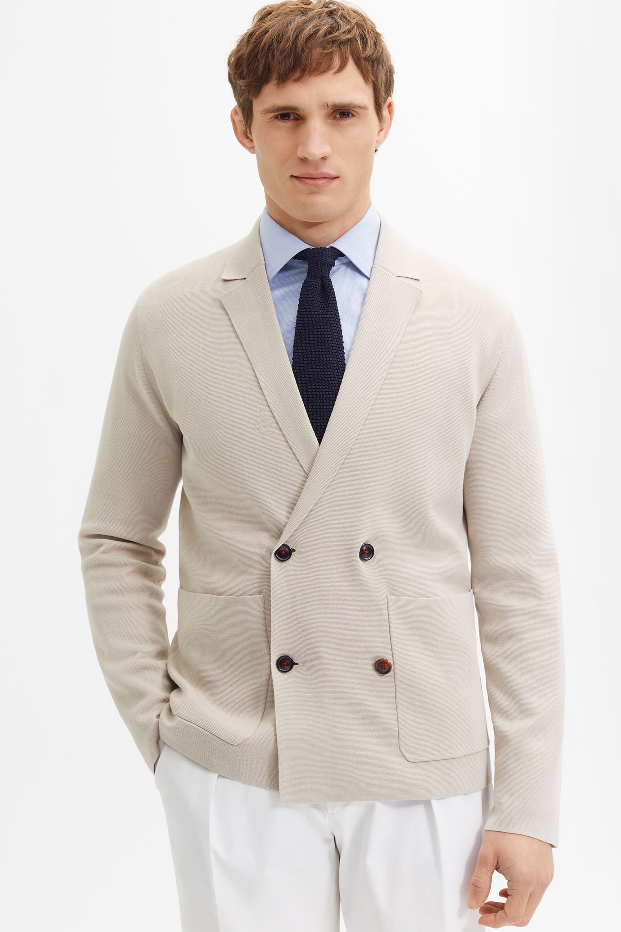double breasted sweater blazer