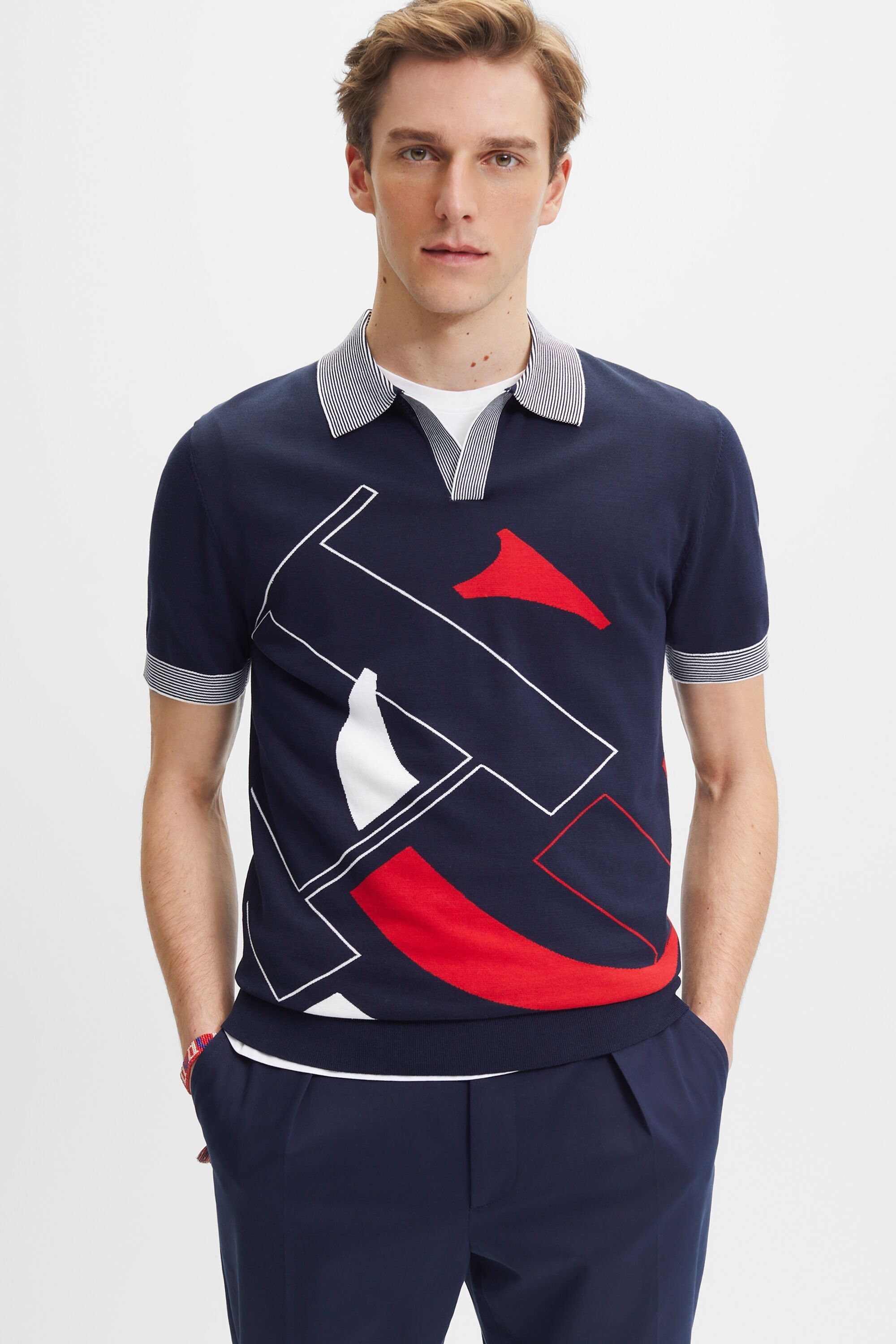 CH intarsia gassed cotton polo shirt