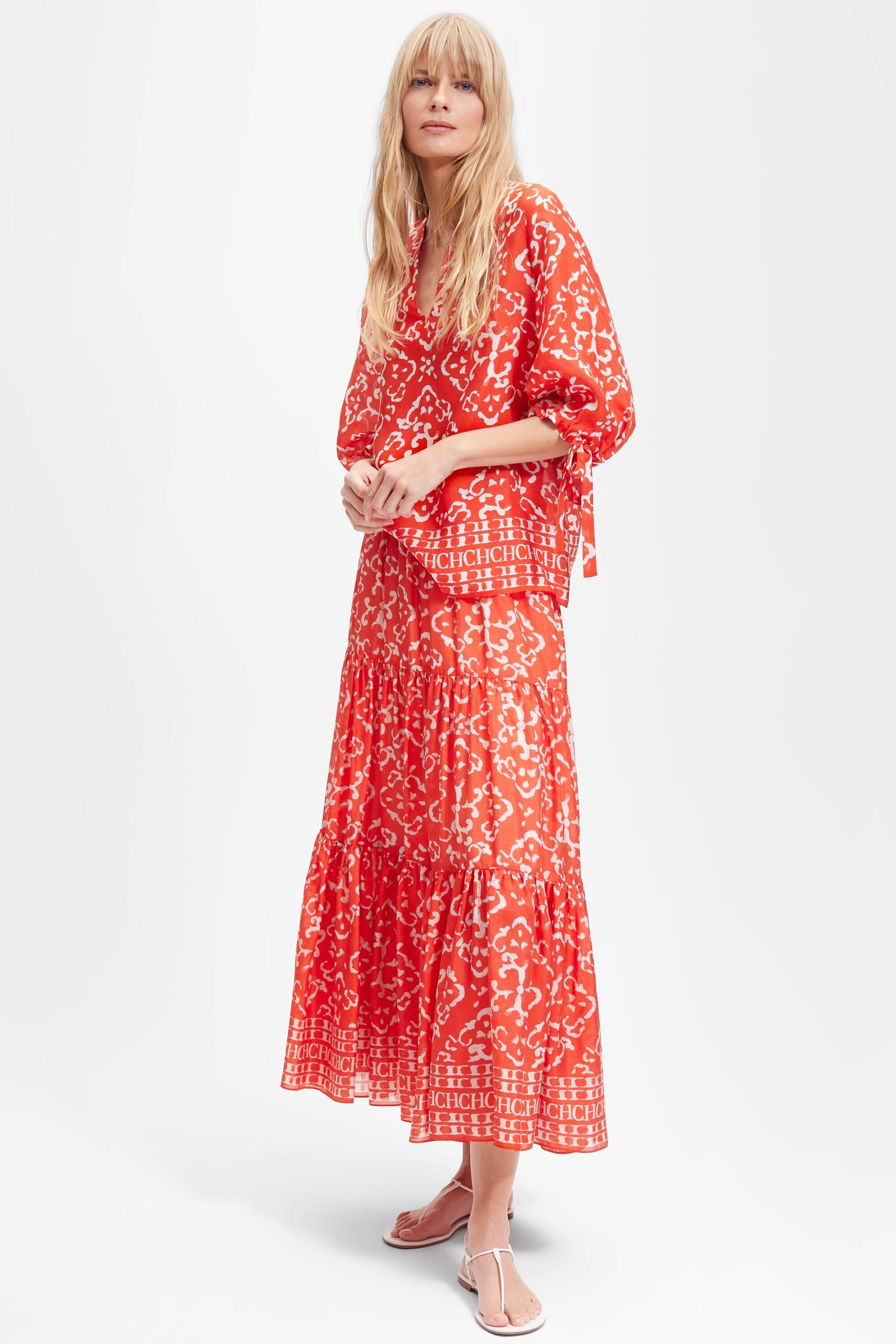 Printed silk skirt