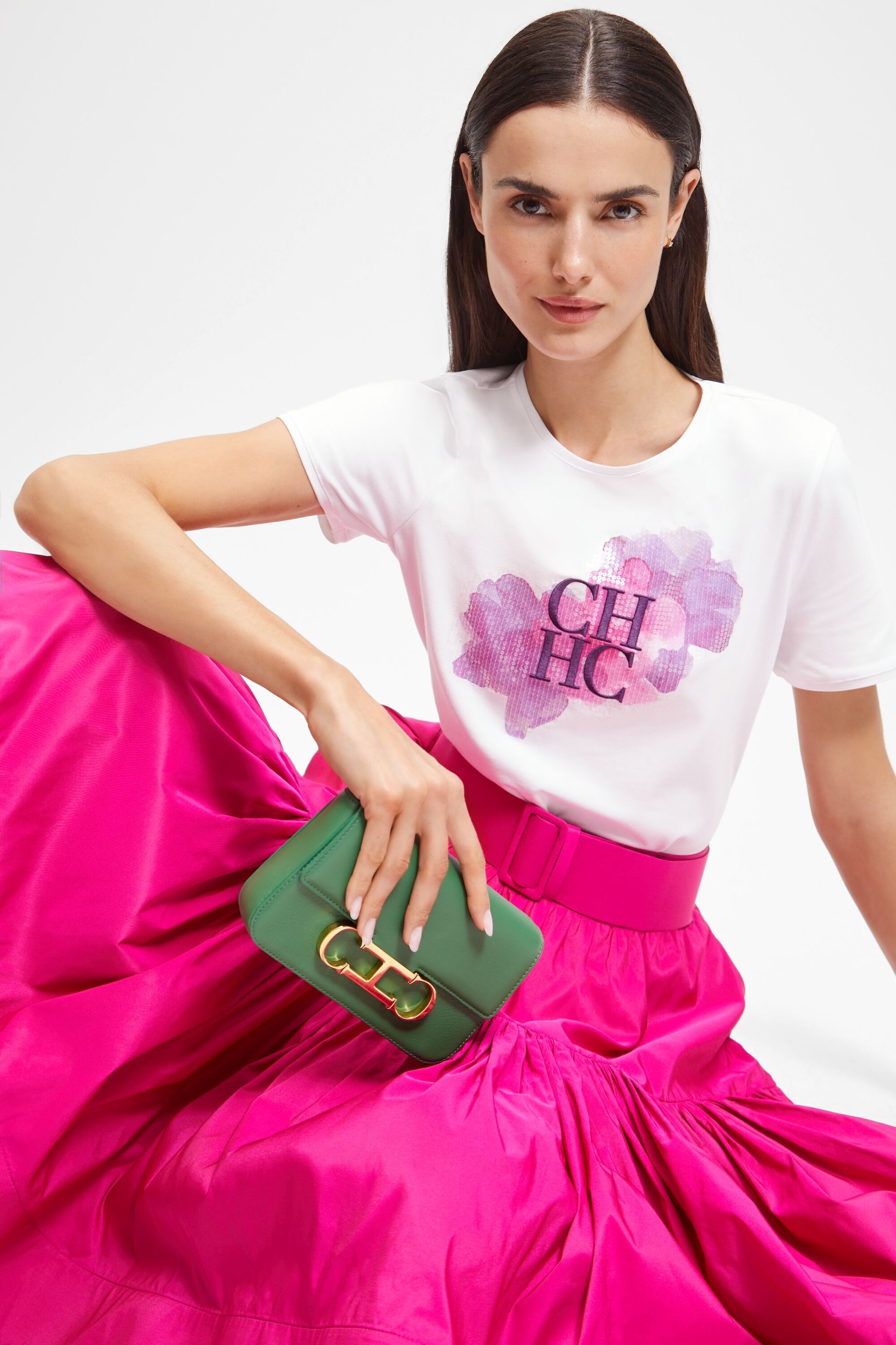 CH t-shirt with sequin-embellished flowers
