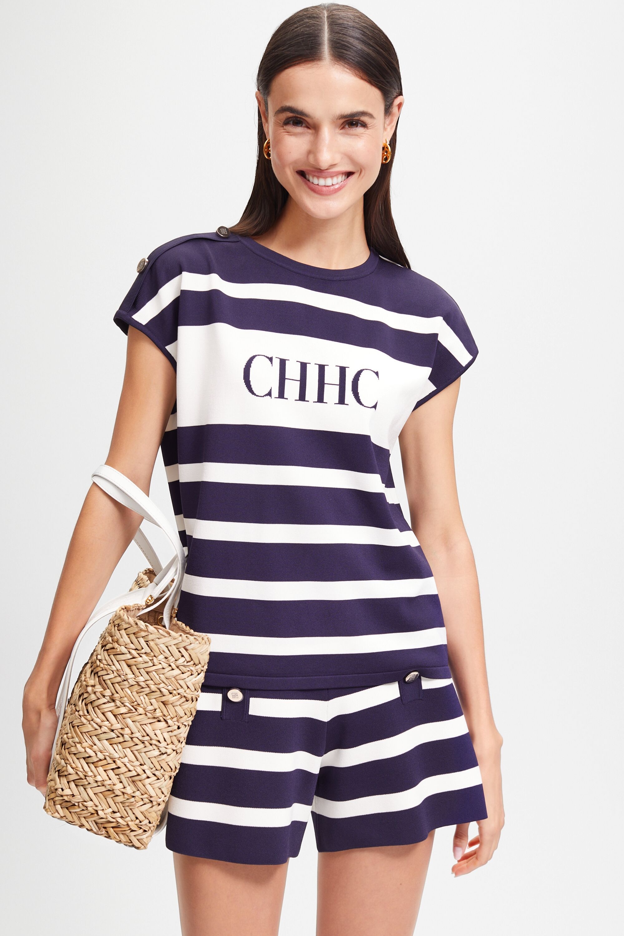 CH intarsia striped knit top
