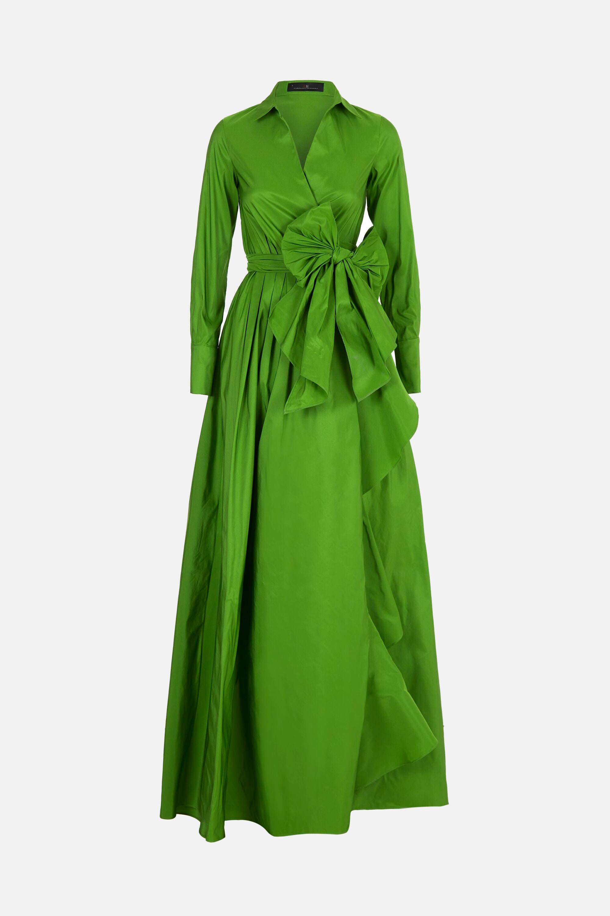 Vestido camisero largo de tafeta green - Carolina Herrera Estados Unidos