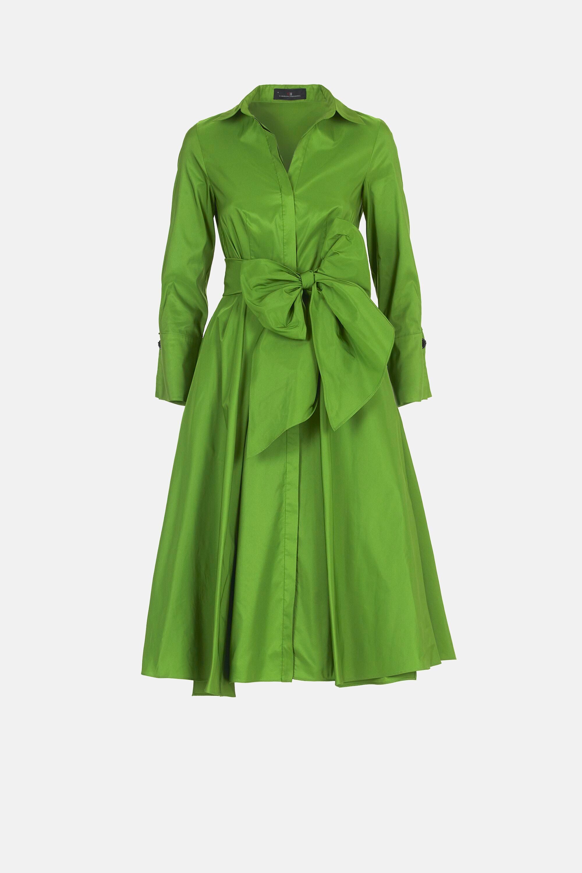 Confundir Idear Educación escolar Vestido camisero de tafeta green - CH Carolina Herrera Estados Unidos