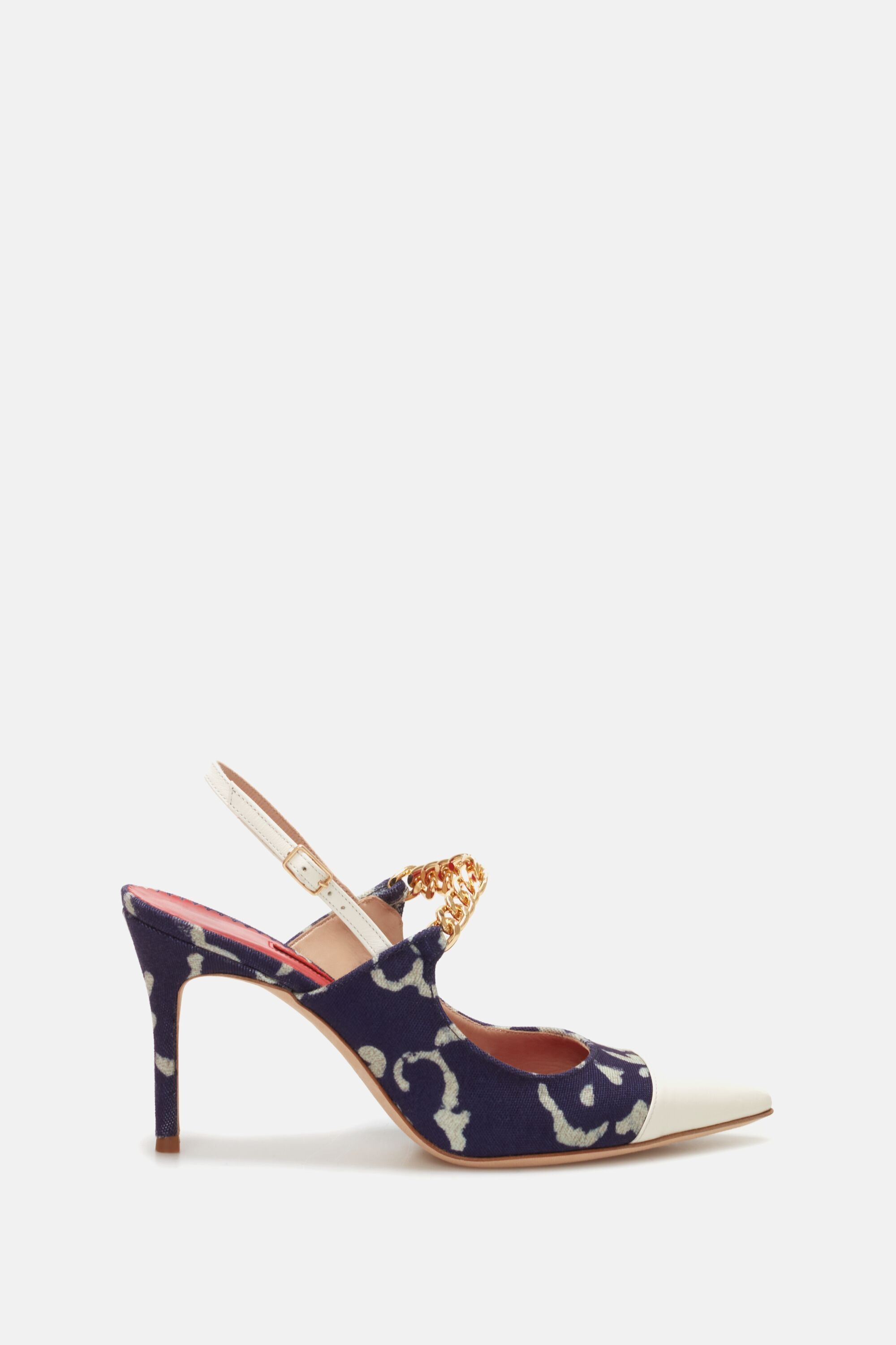 Printed canvas 80 slingback pumps with CH chain