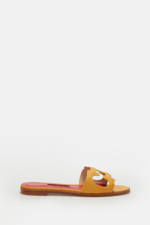 DOMA INSIGNIA CUT-OUT LEATHER SLIDES