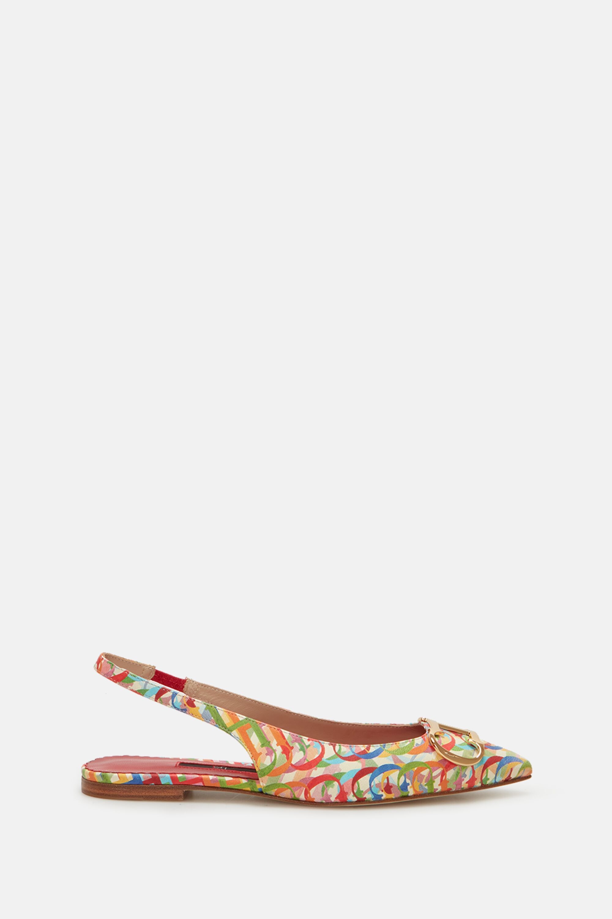Initials Insignia printed leather slingback point-toe flats