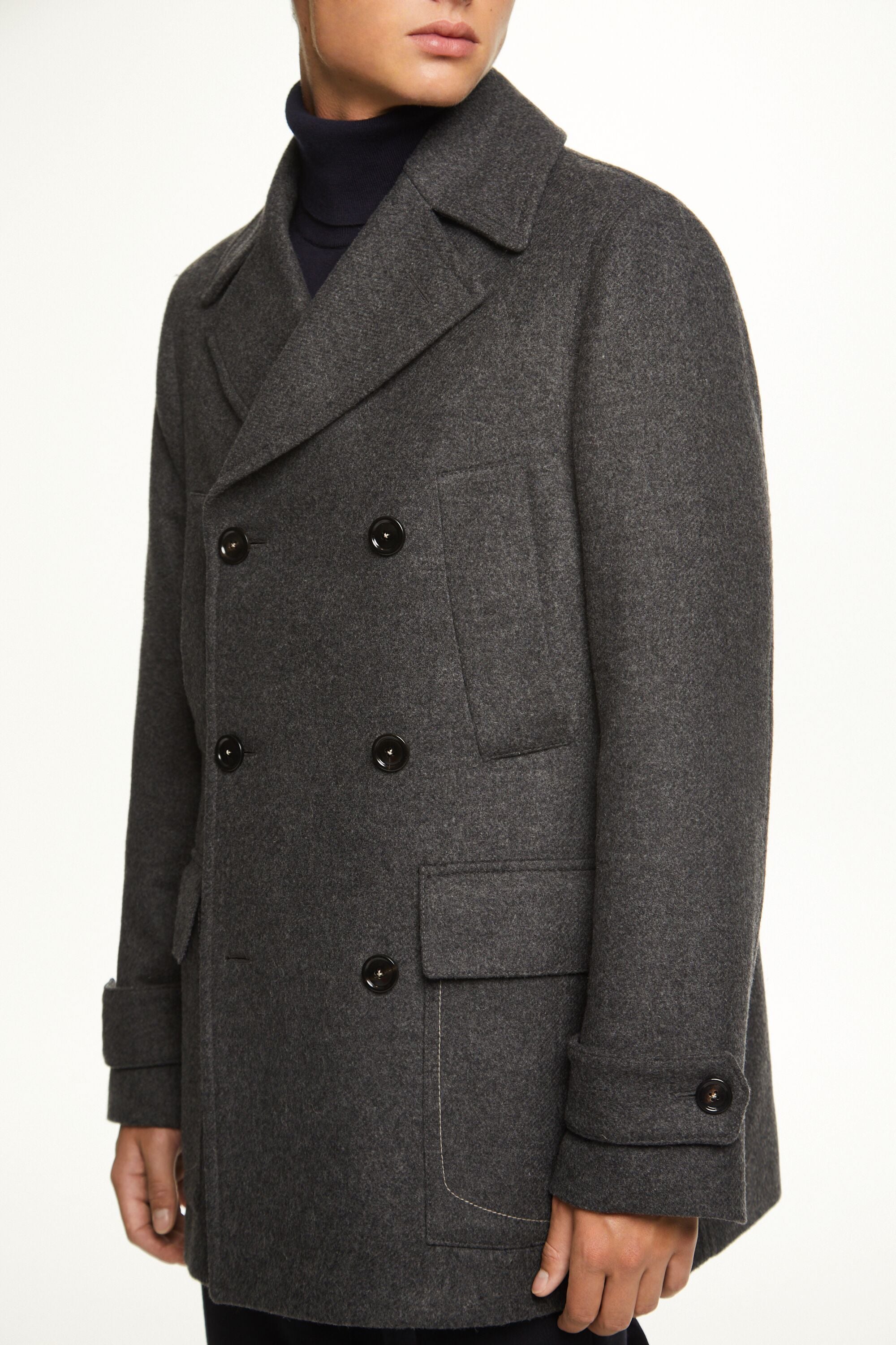 Wool blend double breasted coat top