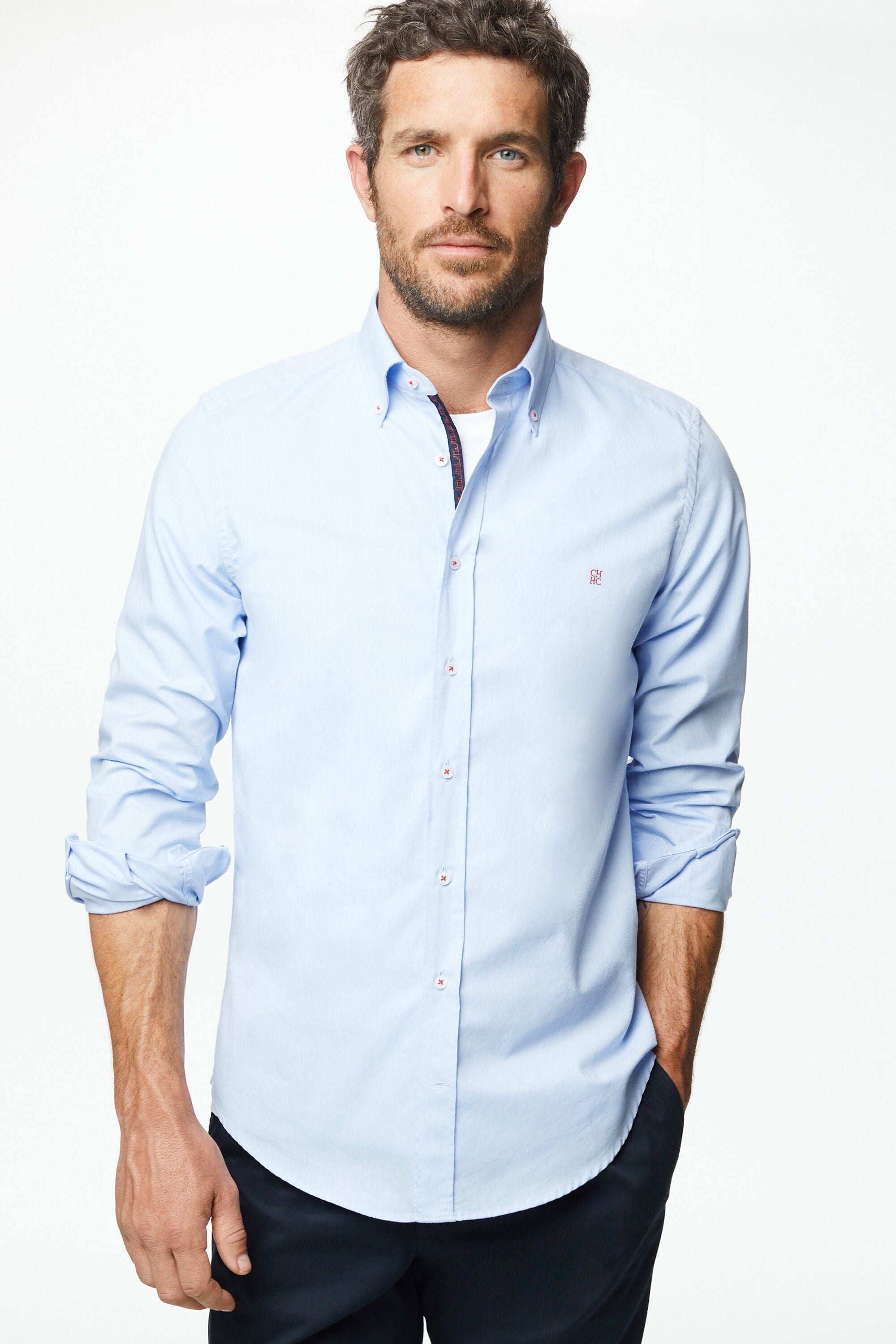 Oxford shirt with grosgrain sky blue CH Carolina Herrera Finland