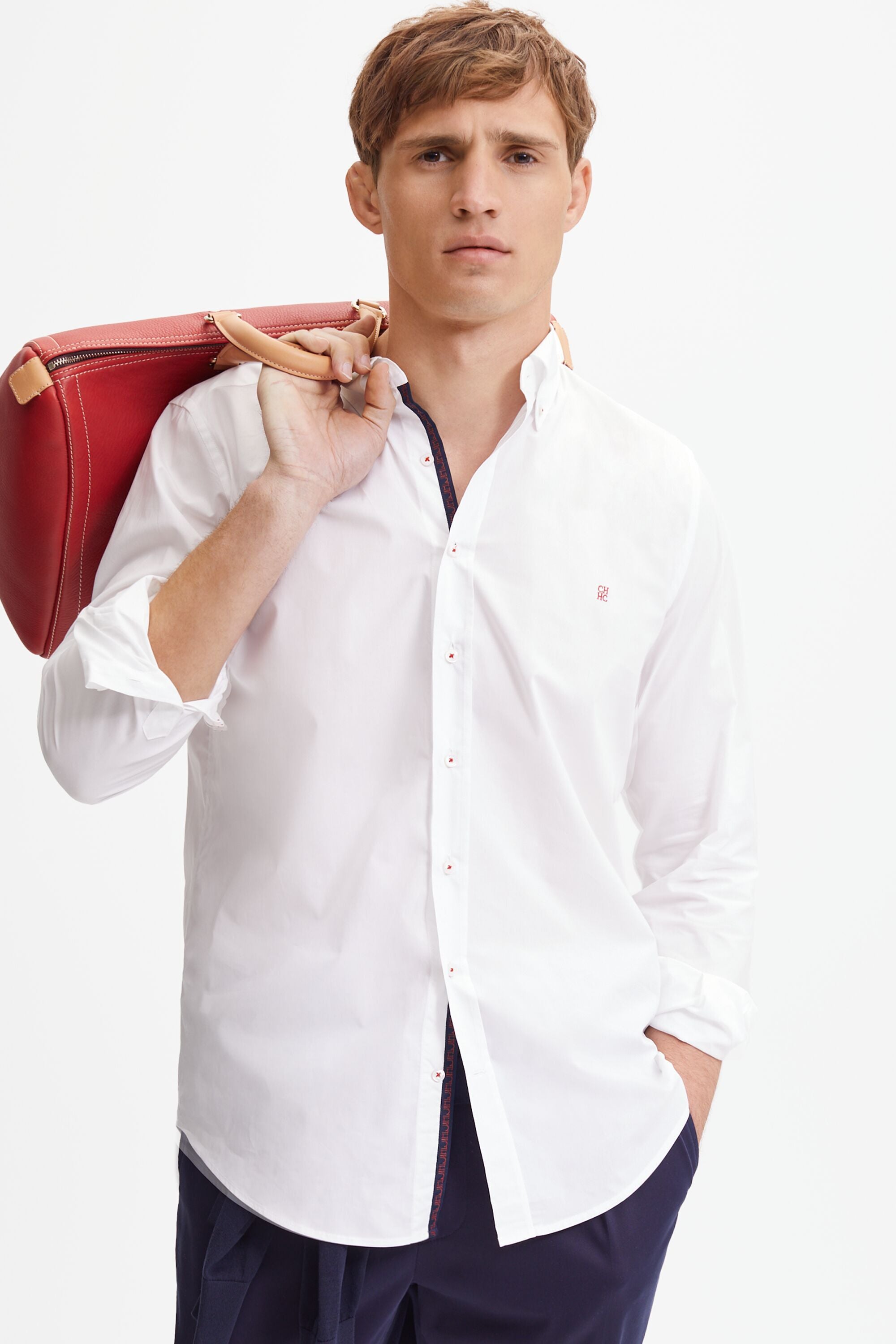 Poplin shirt with grosgrain white CH Carolina Herrera France