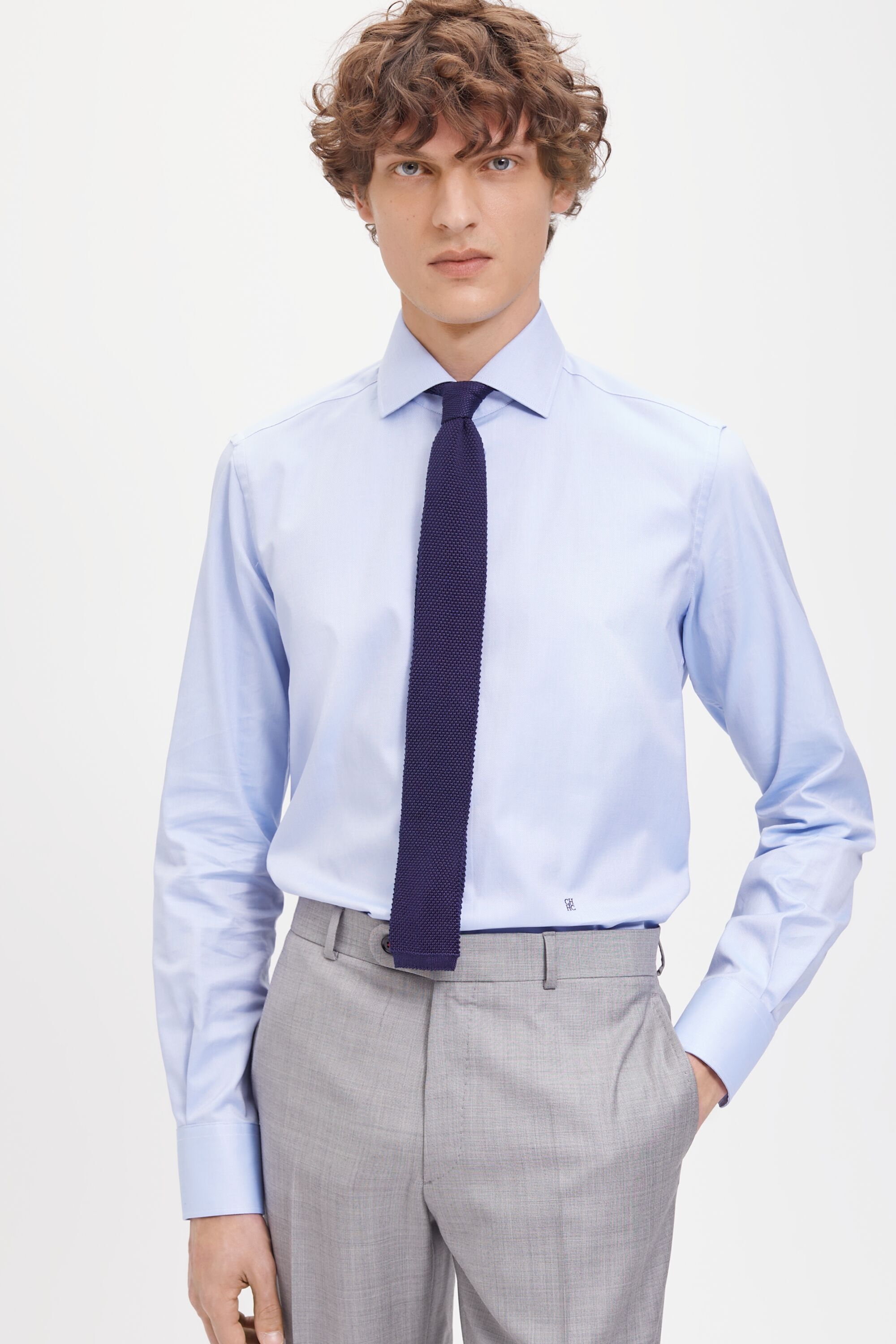Structured cotton shirt with spread collar