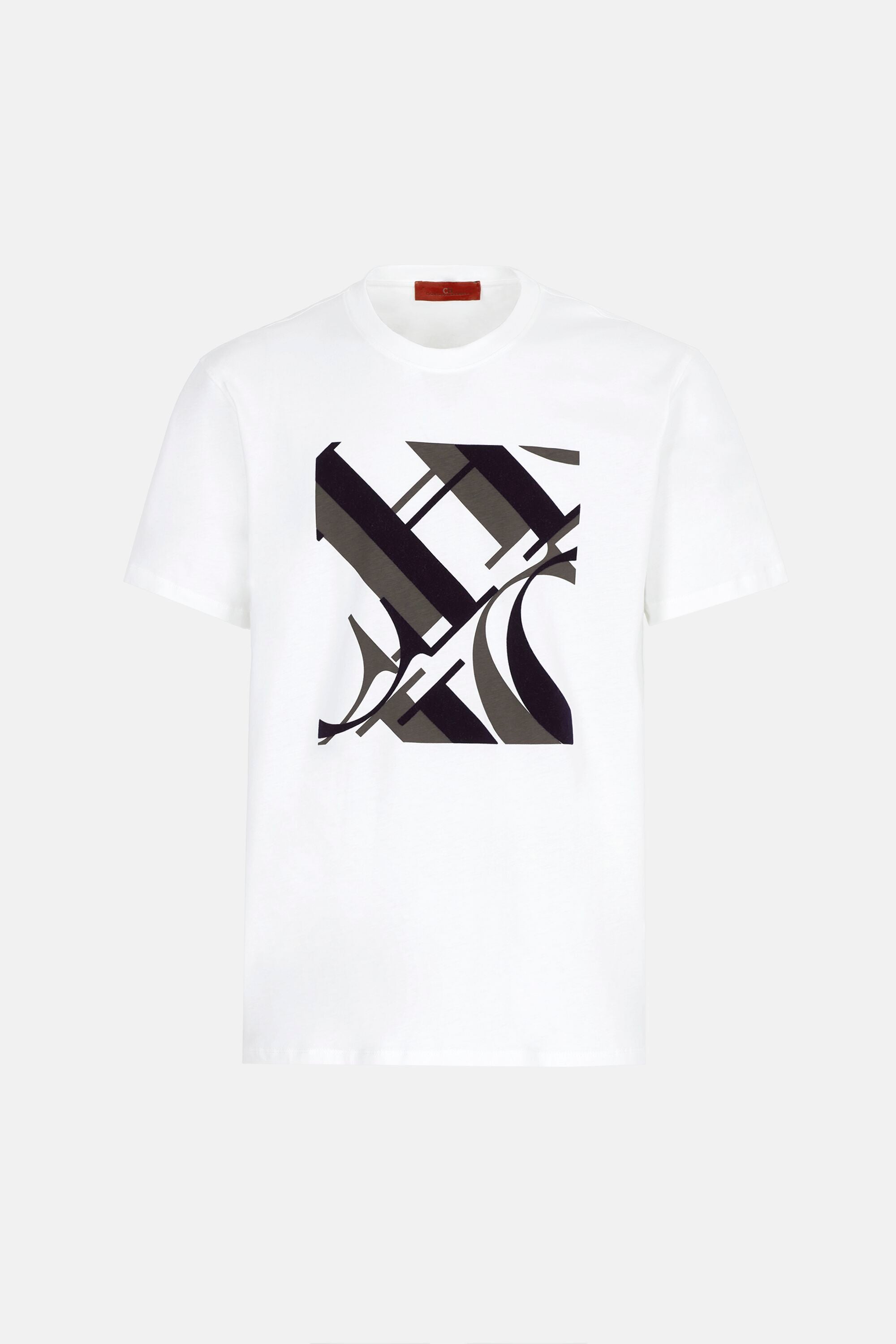 CH printed and flocked t shirt ecru CH Carolina Herrera United