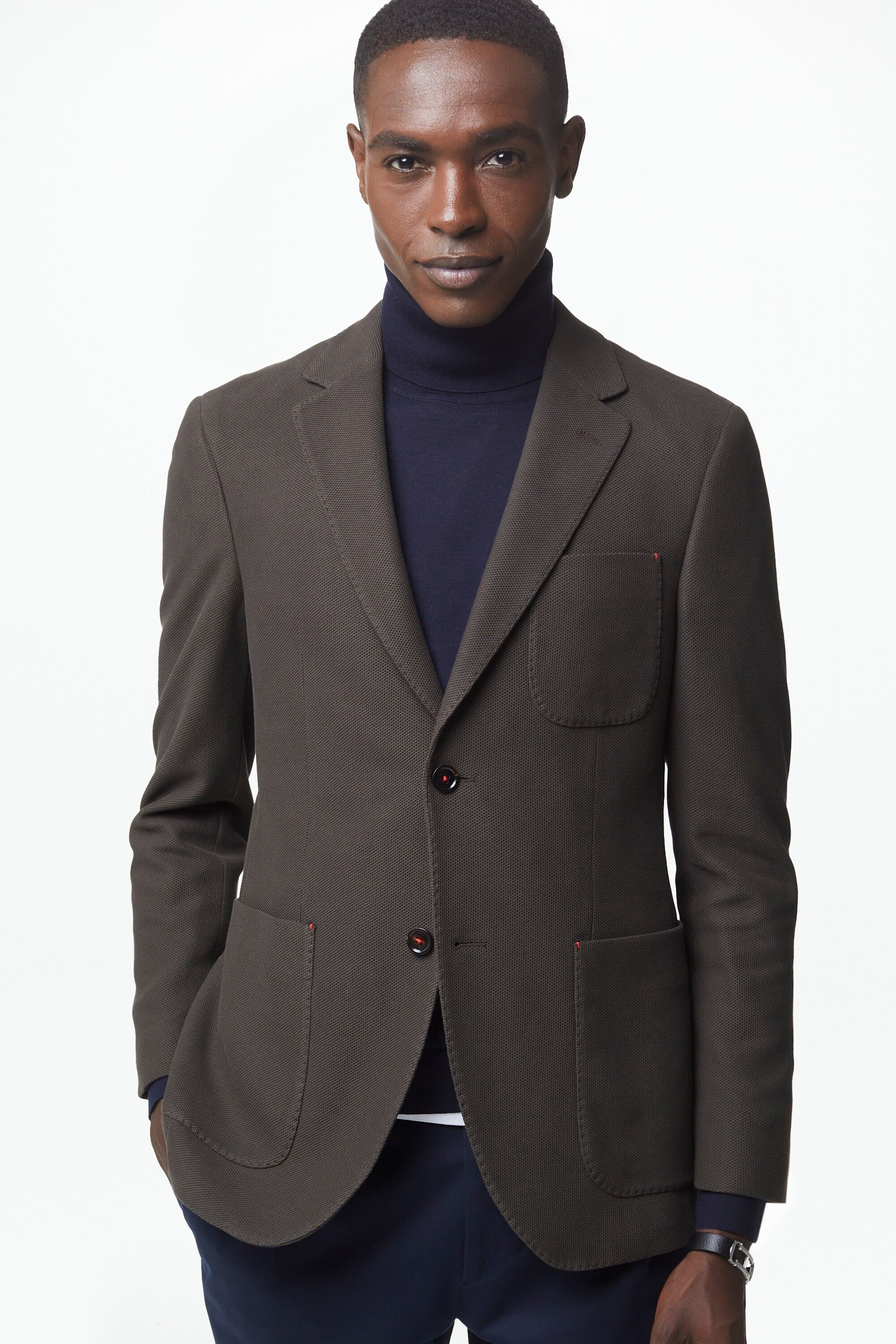 Relaxed fit structured cotton blazer