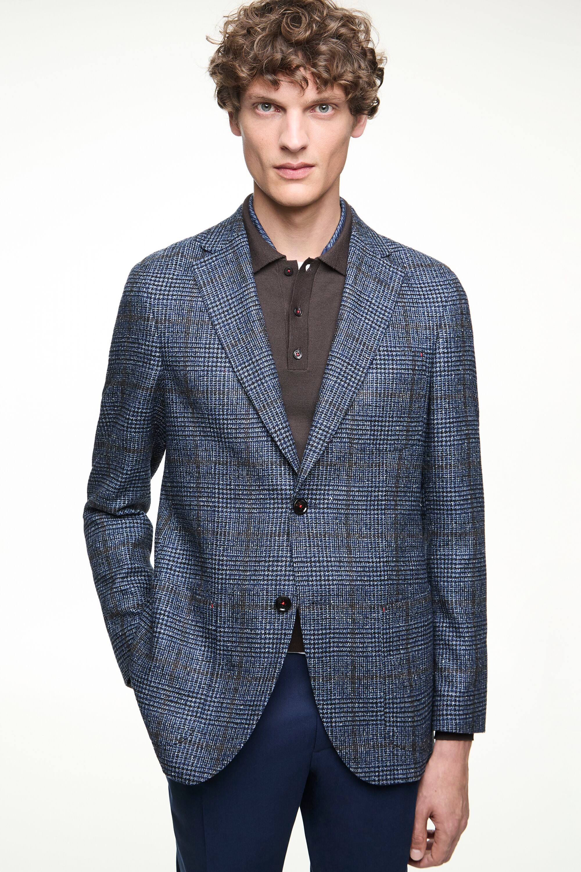 Prince of Wales checked wool-blend relaxed fit blazer