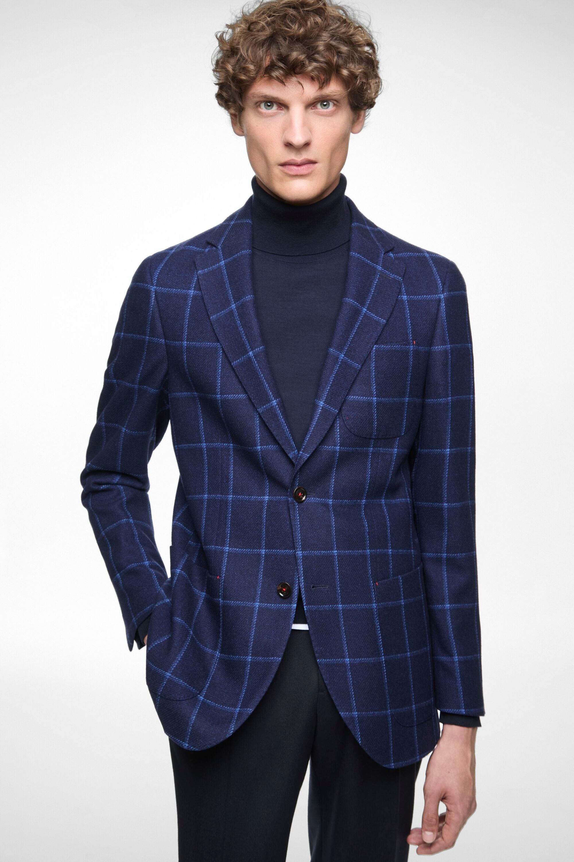 Checked wool relaxed fit blazer