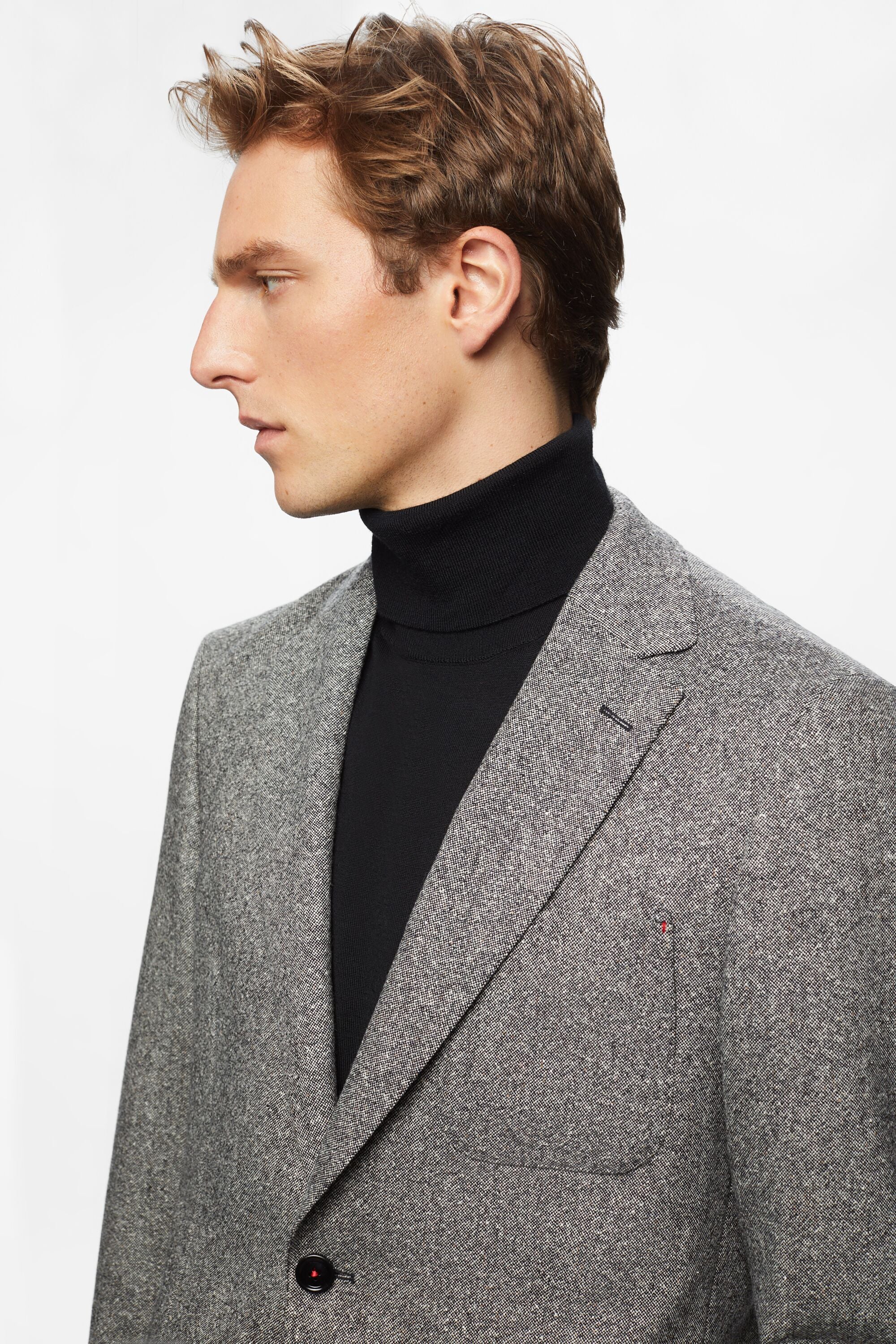 Mottled wool and silk relaxed fit suit jacket gray CH Carolina