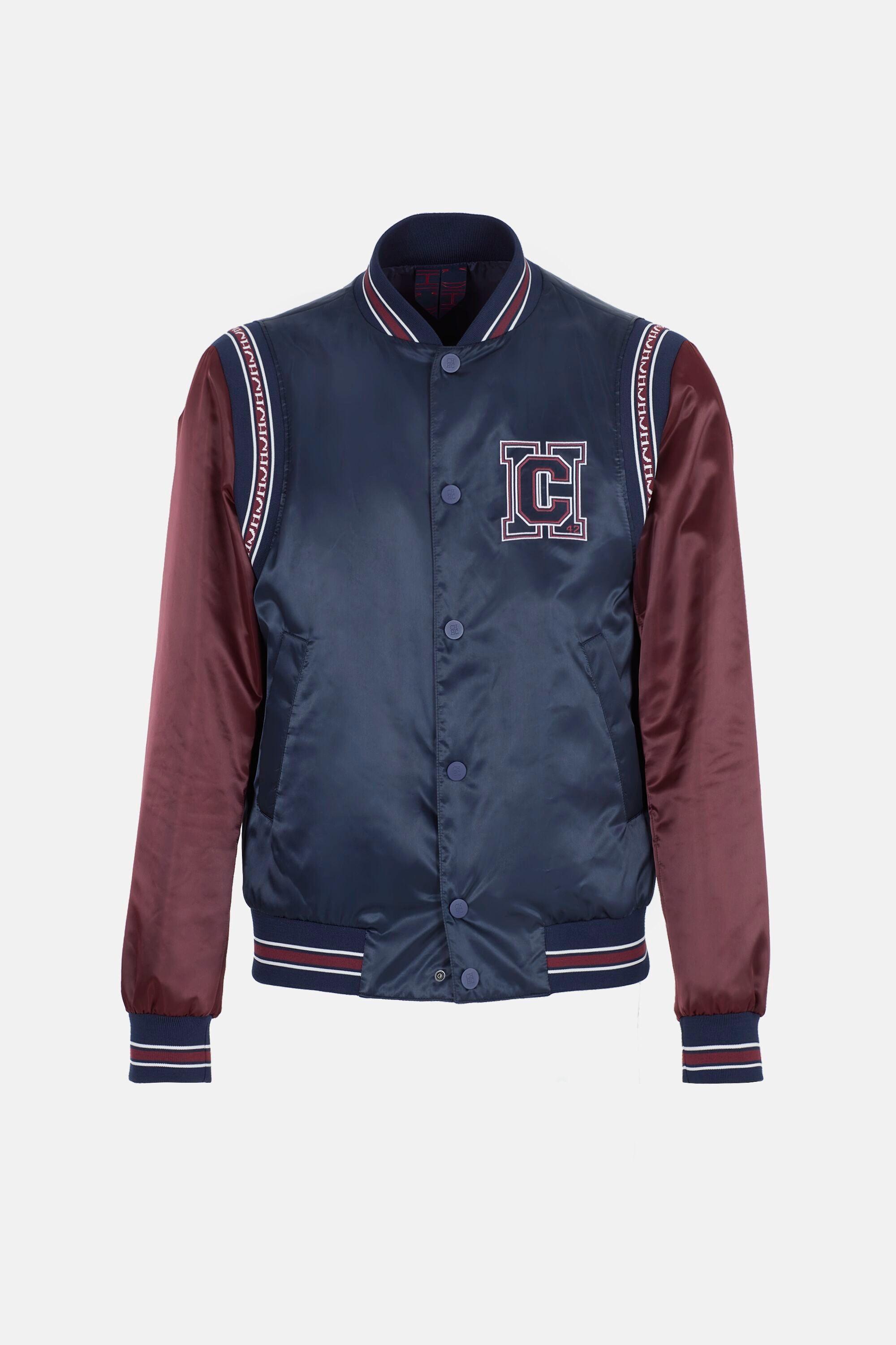 MAROON SATIN VARSITY JACKET- MEN