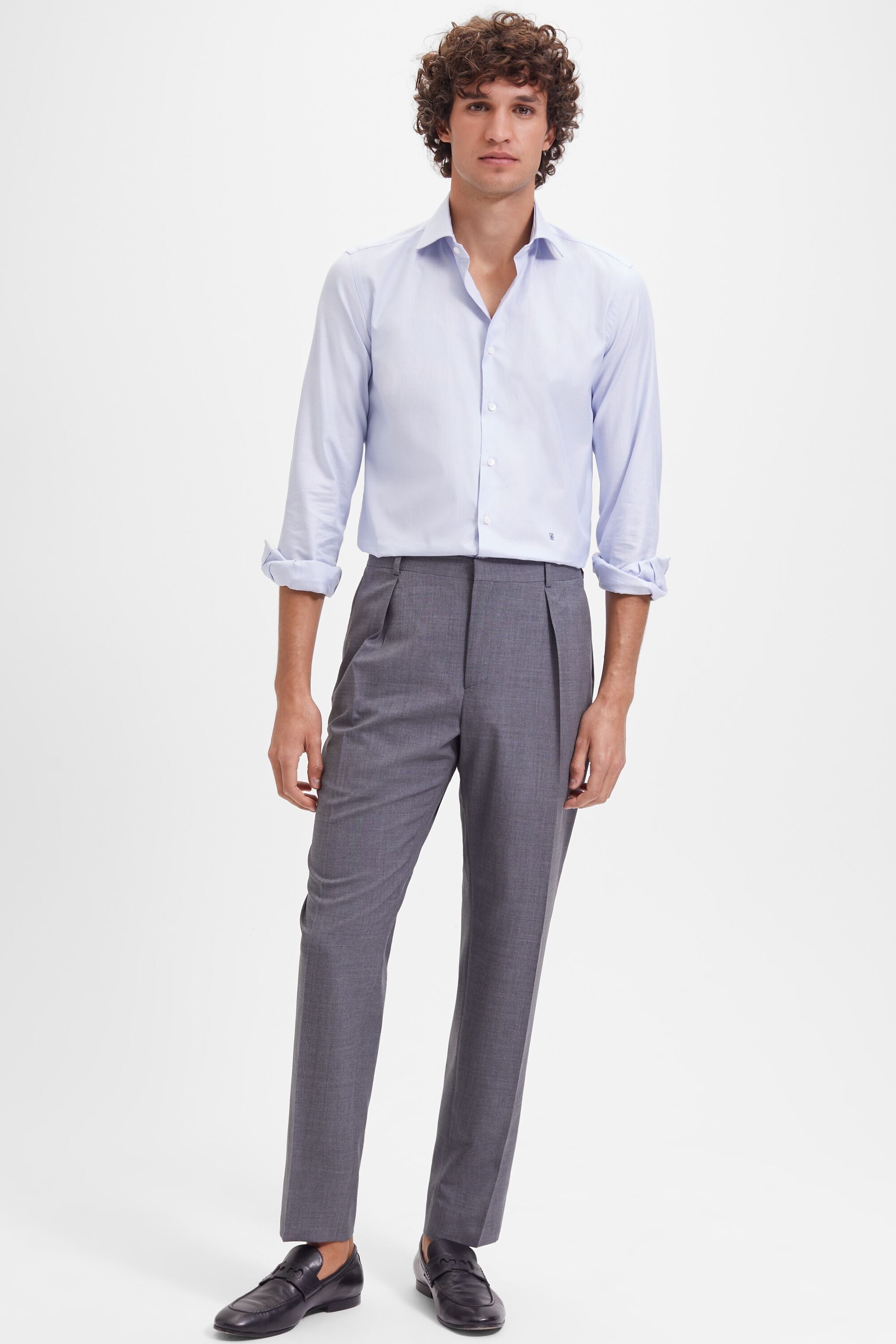 Tropical wool classic fit pleated pants