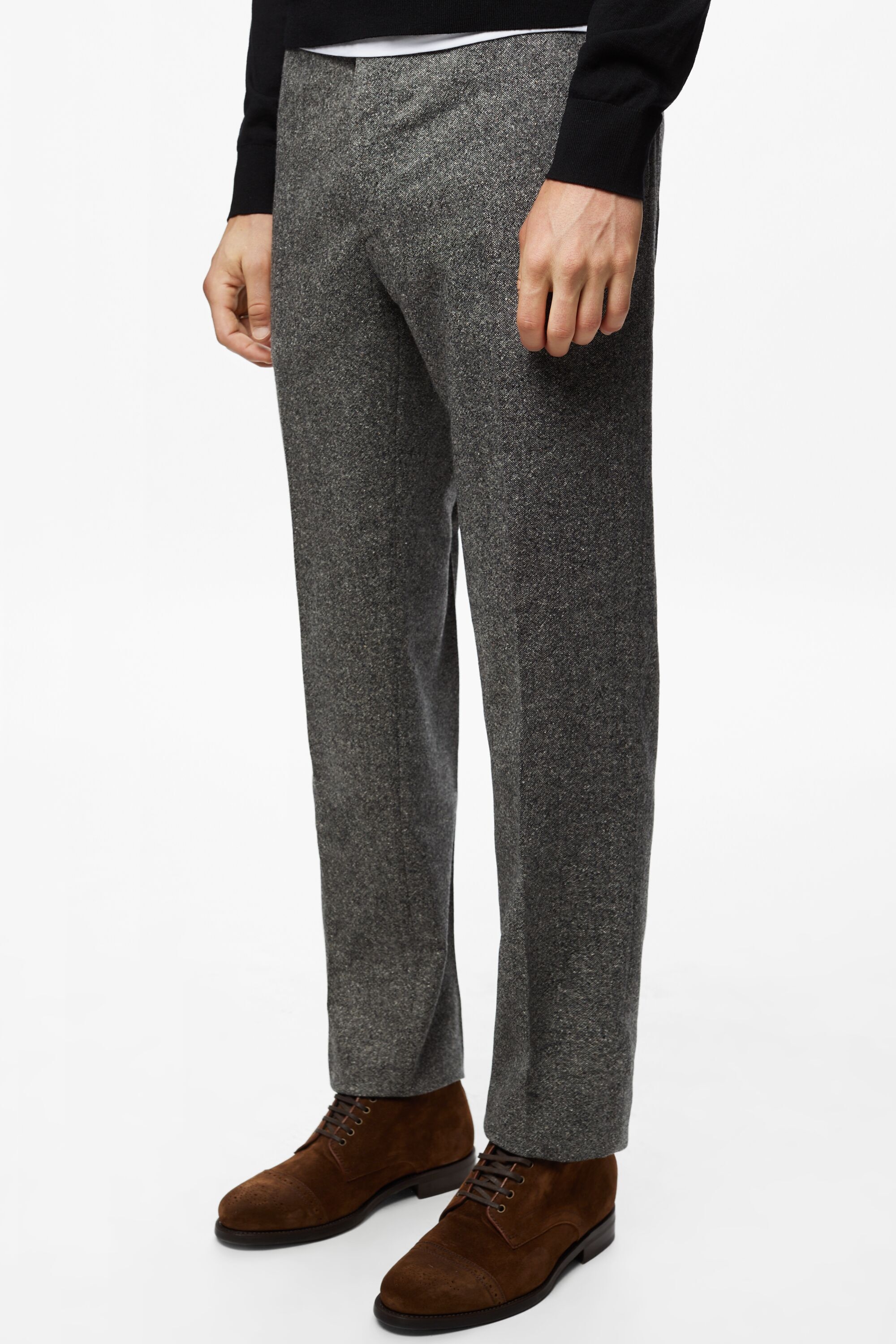 Mottled structured wool classic fit suit pants